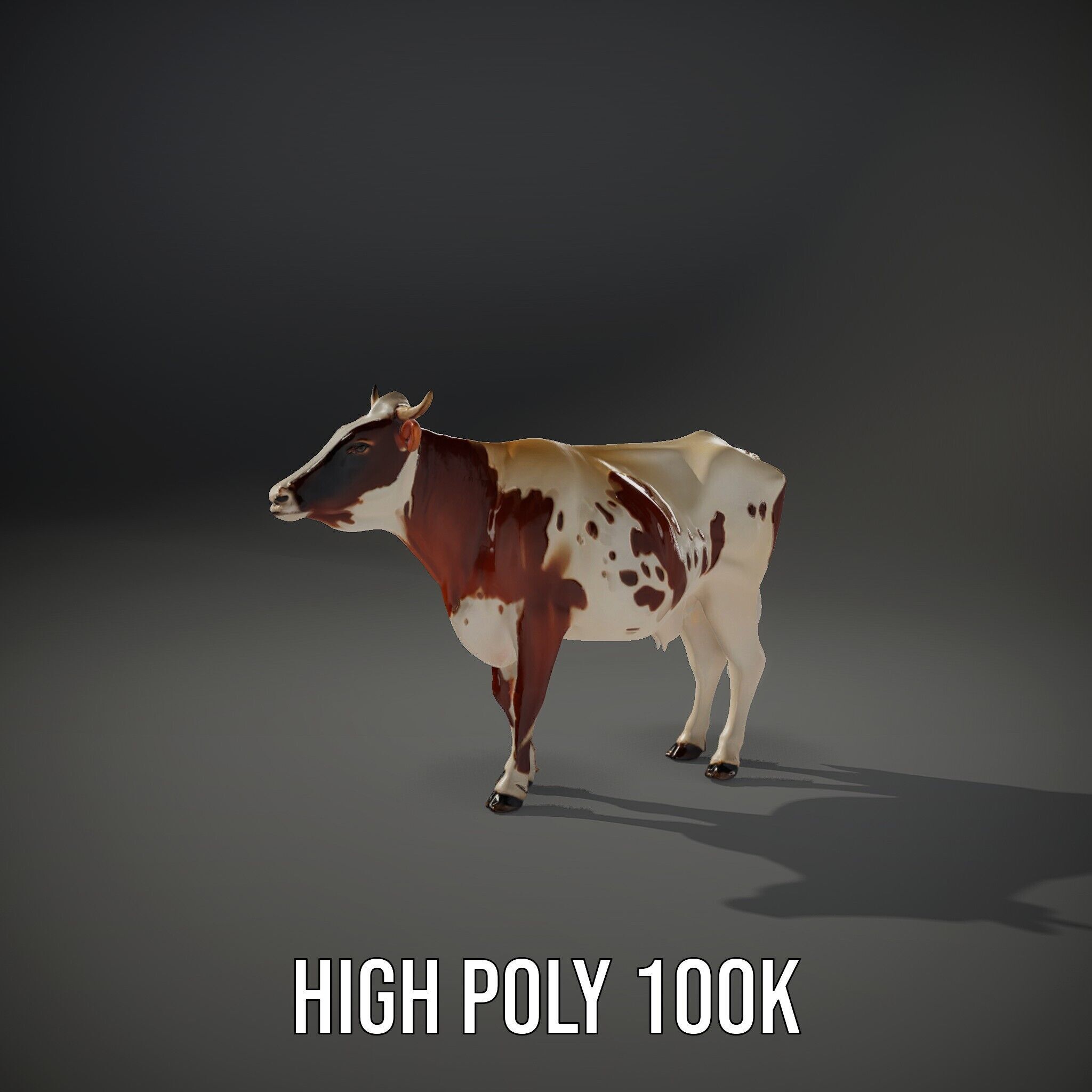 Detailed Cow Model Pack for Production Rendering Low-poly 3D model_11