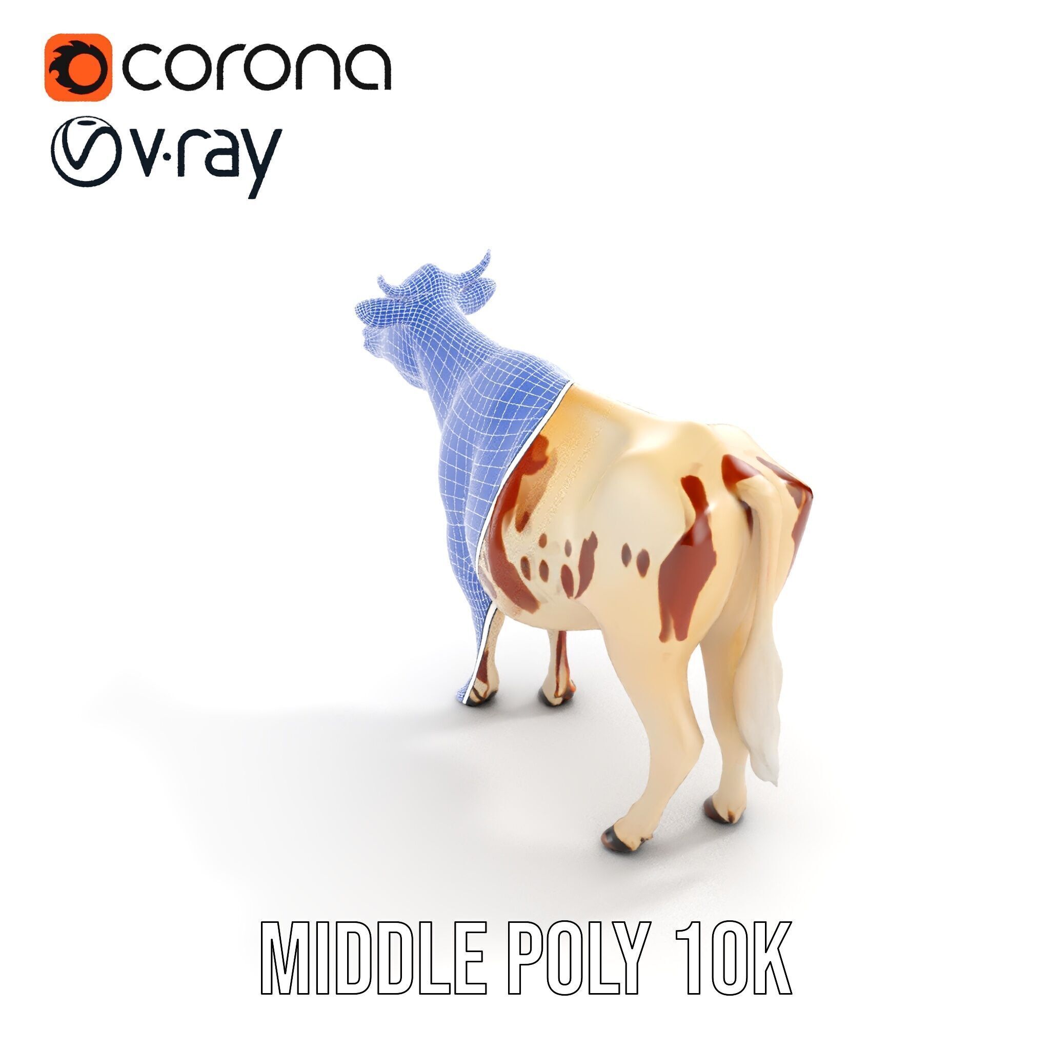 Detailed Cow Model Pack for Production Rendering Low-poly 3D model_22