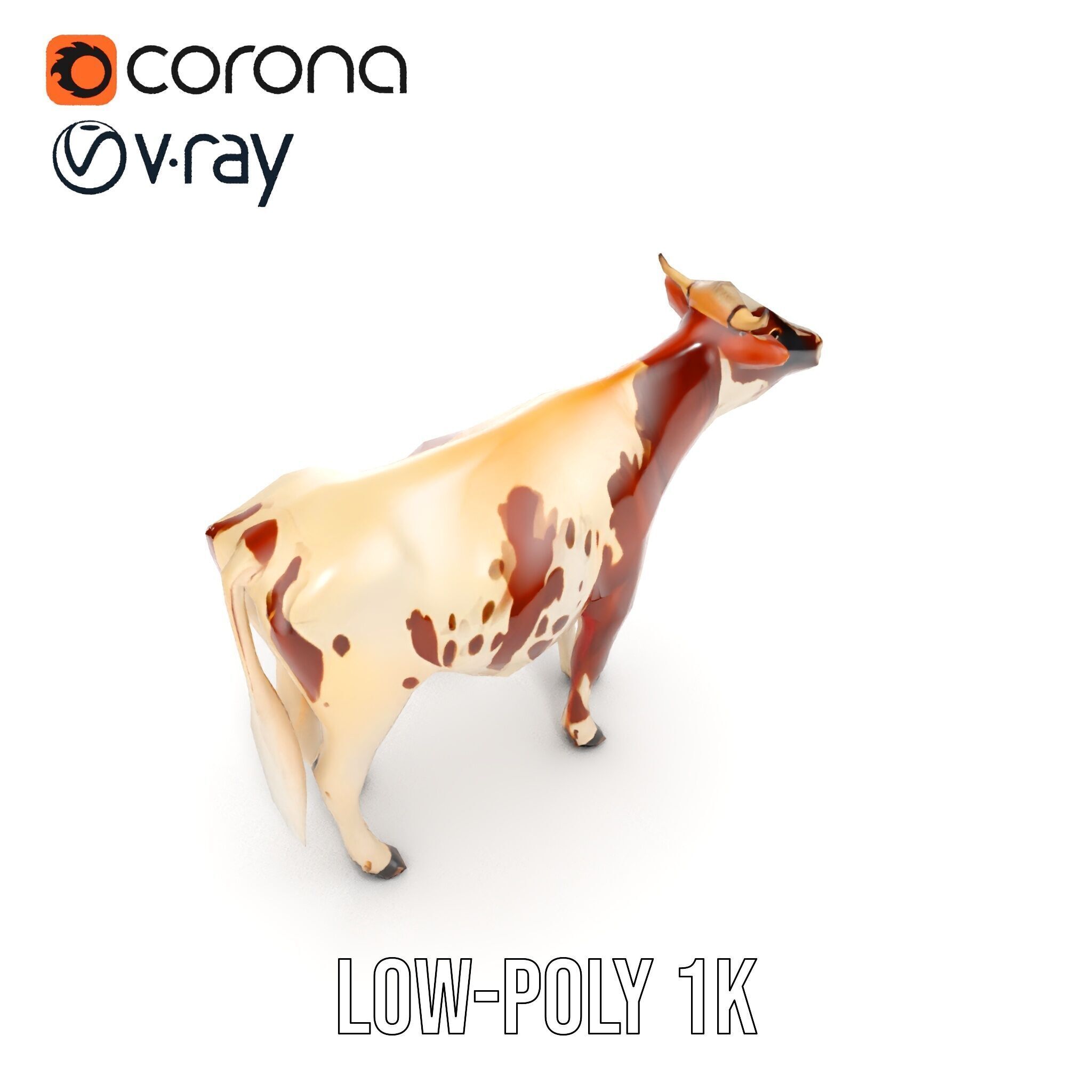 Detailed Cow Model Pack for Production Rendering Low-poly 3D model_23