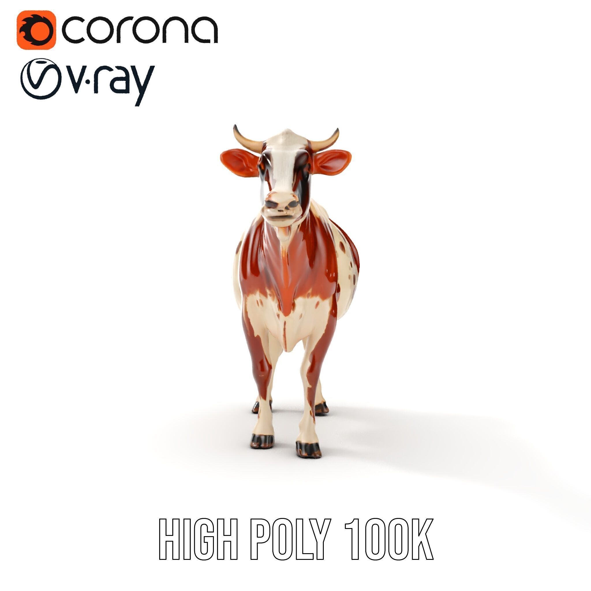 Detailed Cow Model Pack for Production Rendering Low-poly 3D model_21