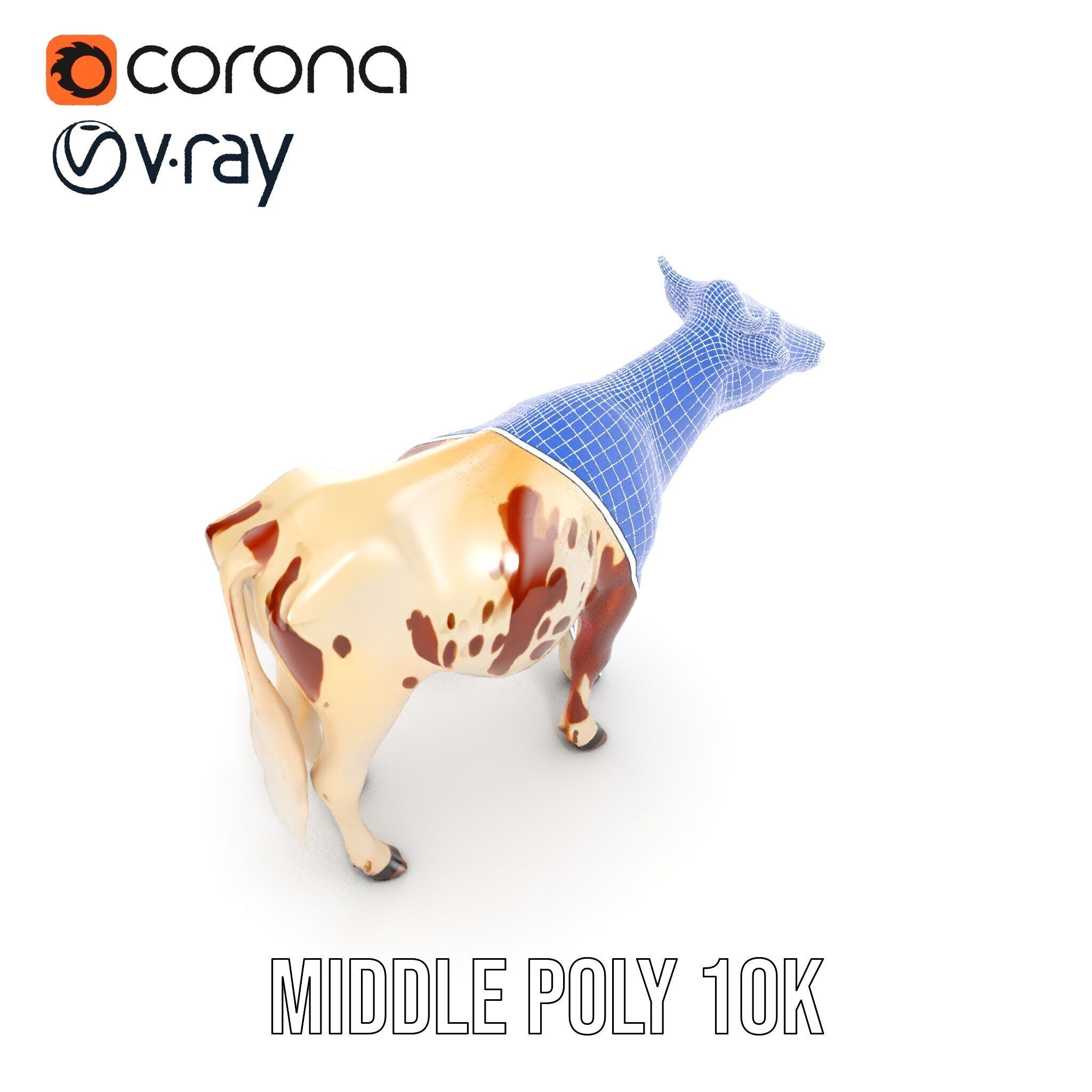 Detailed Cow Model Pack for Production Rendering Low-poly 3D model_25