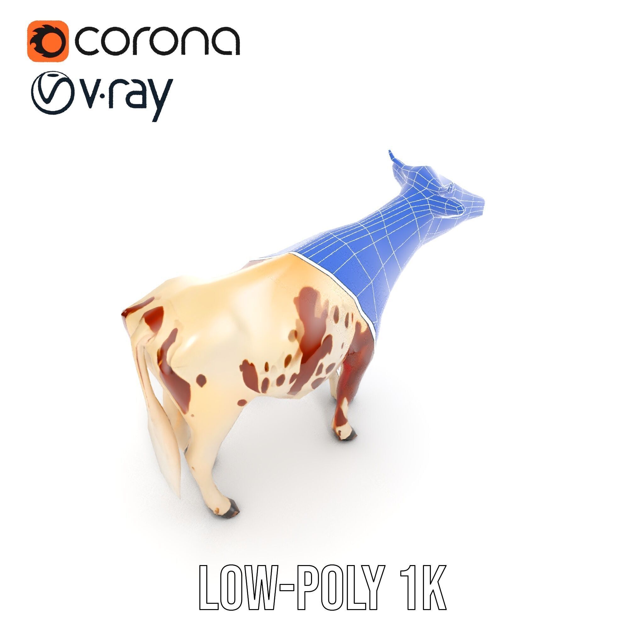 Detailed Cow Model Pack for Production Rendering Low-poly 3D model_20