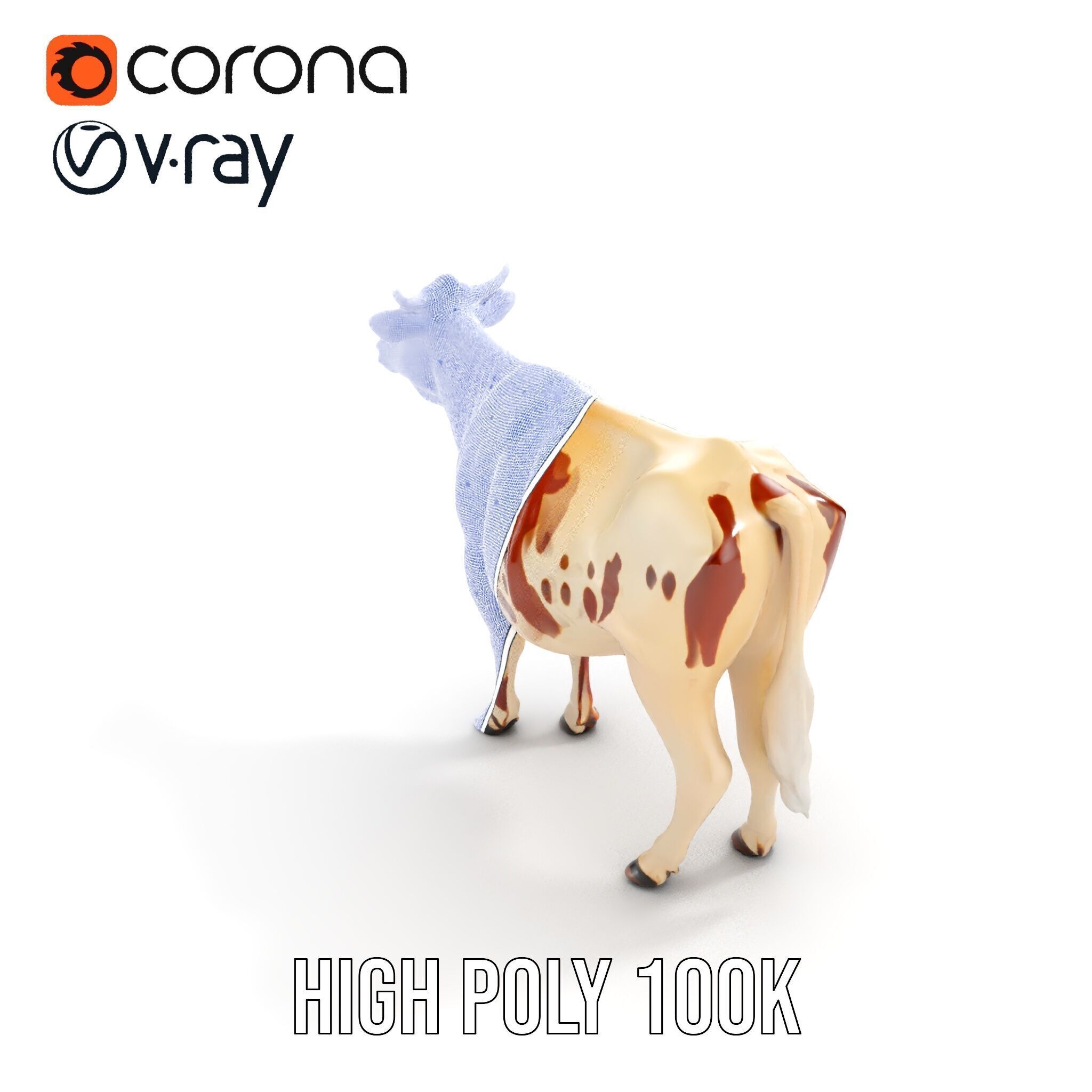 Detailed Cow Model Pack for Production Rendering Low-poly 3D model_35