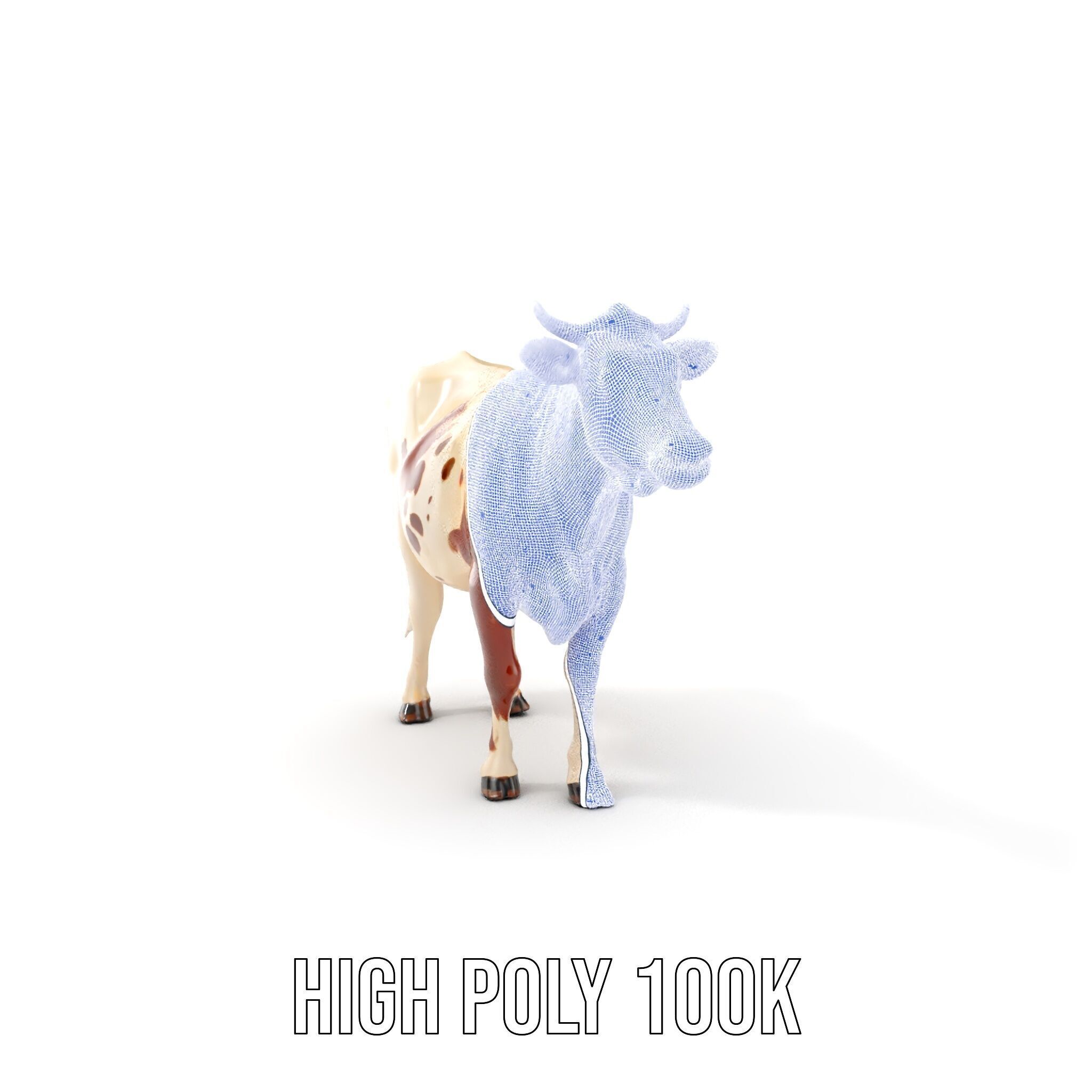 Detailed Cow Model Pack for Production Rendering Low-poly 3D model_4