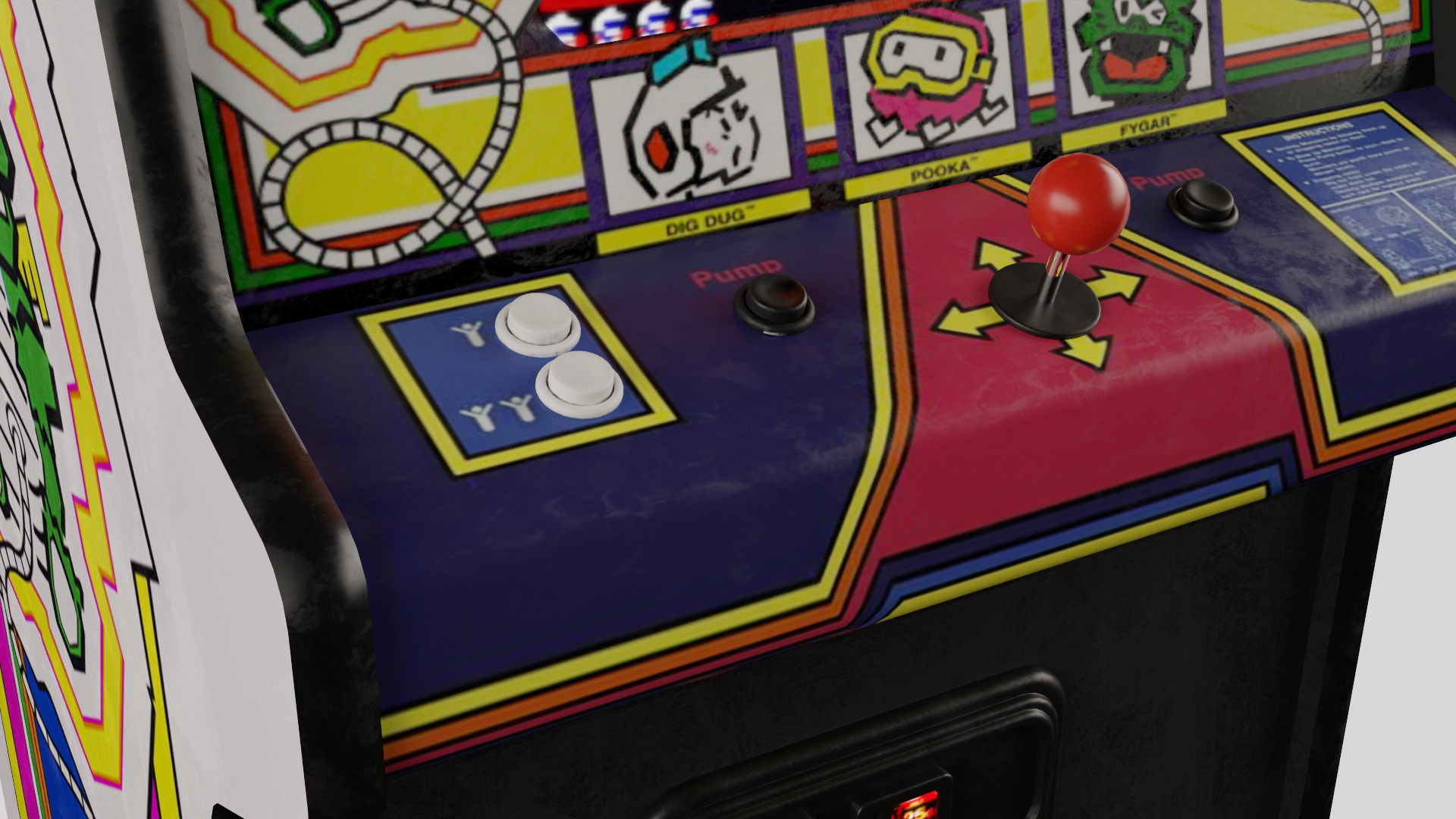 DigDug Arcade Cabinet Retro Low-poly 3D model_5