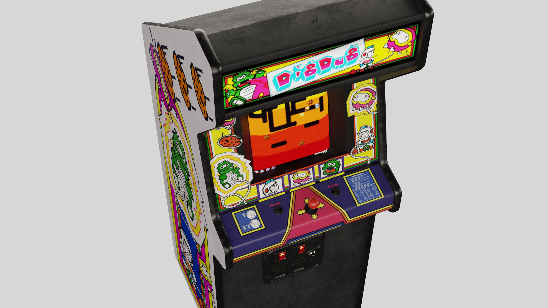 DigDug Arcade Cabinet Retro Low-poly 3D model_2