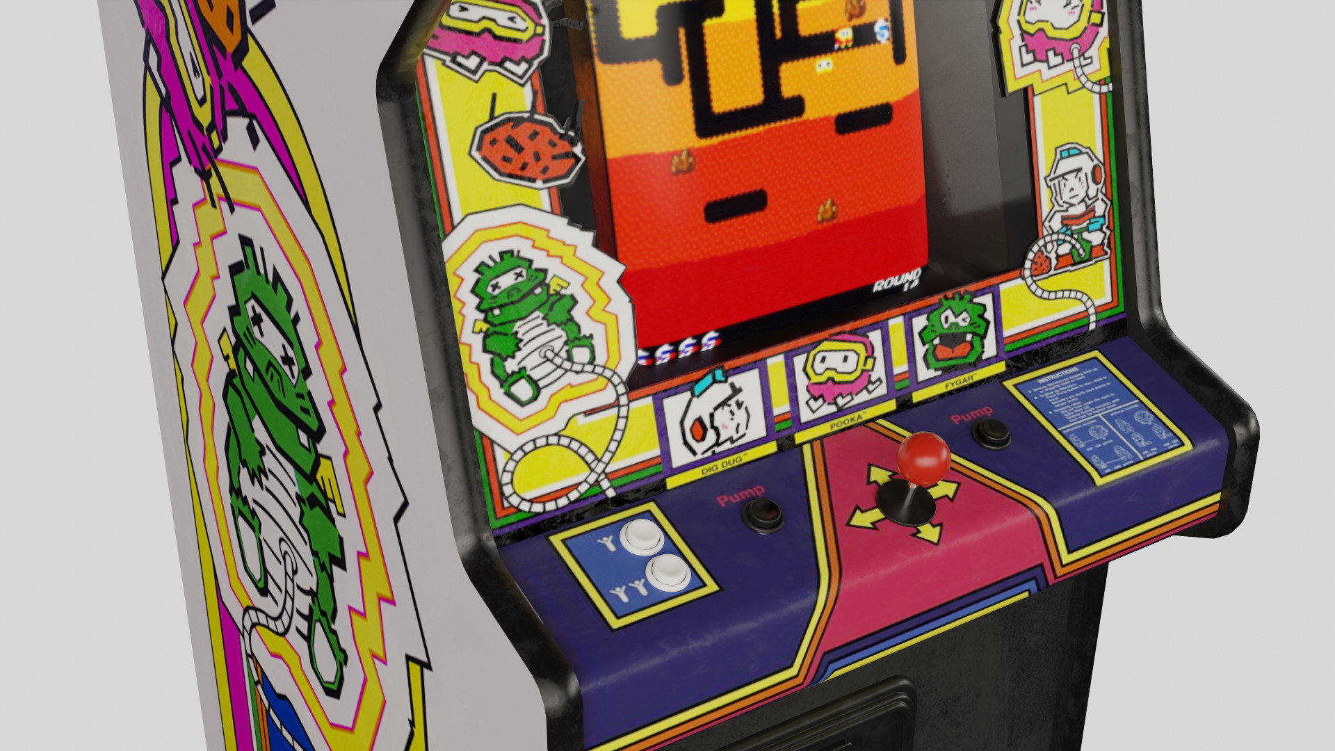 DigDug Arcade Cabinet Retro Low-poly 3D model_1