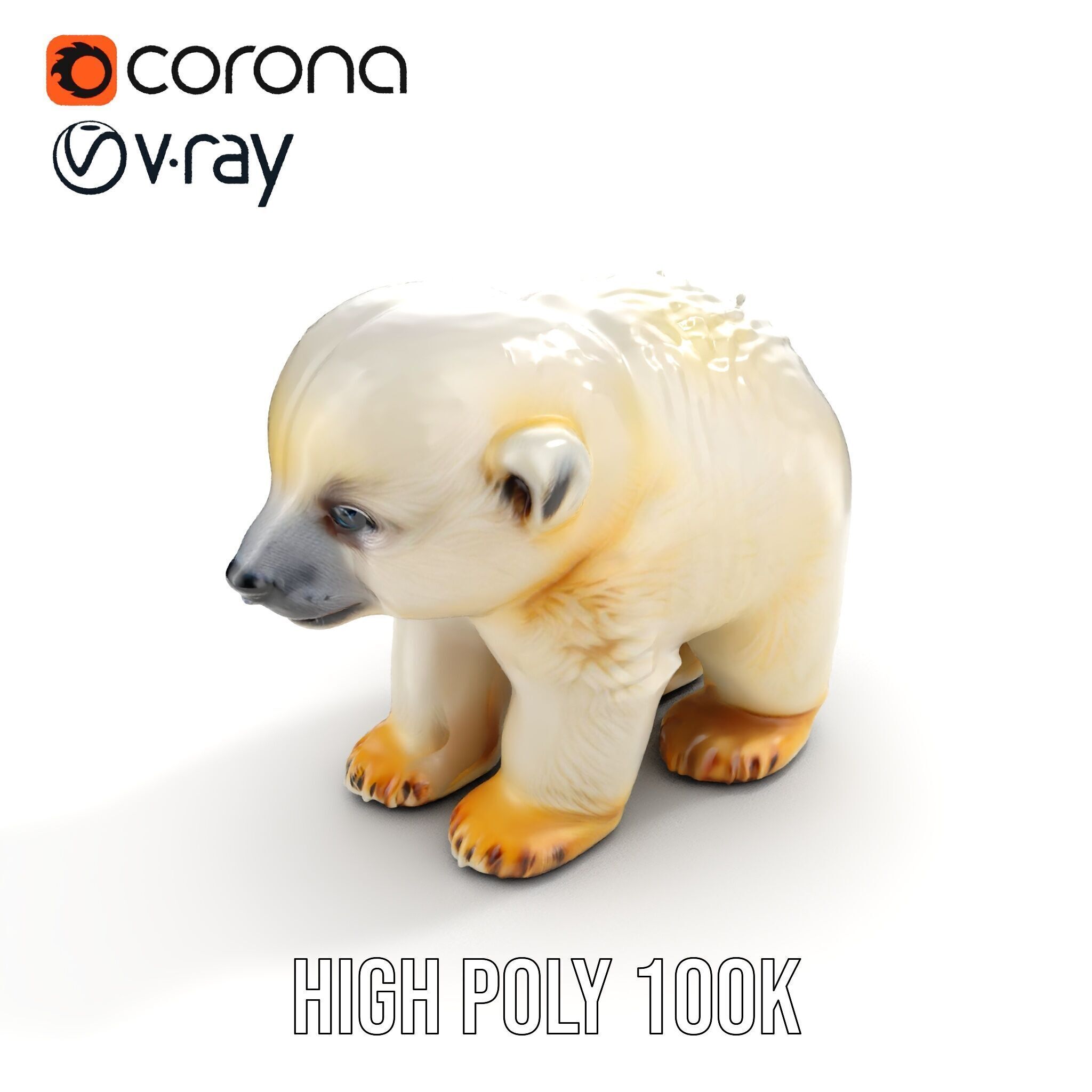 Adorable Polar Bear Cub D Model Pack Low-poly 3D model_16