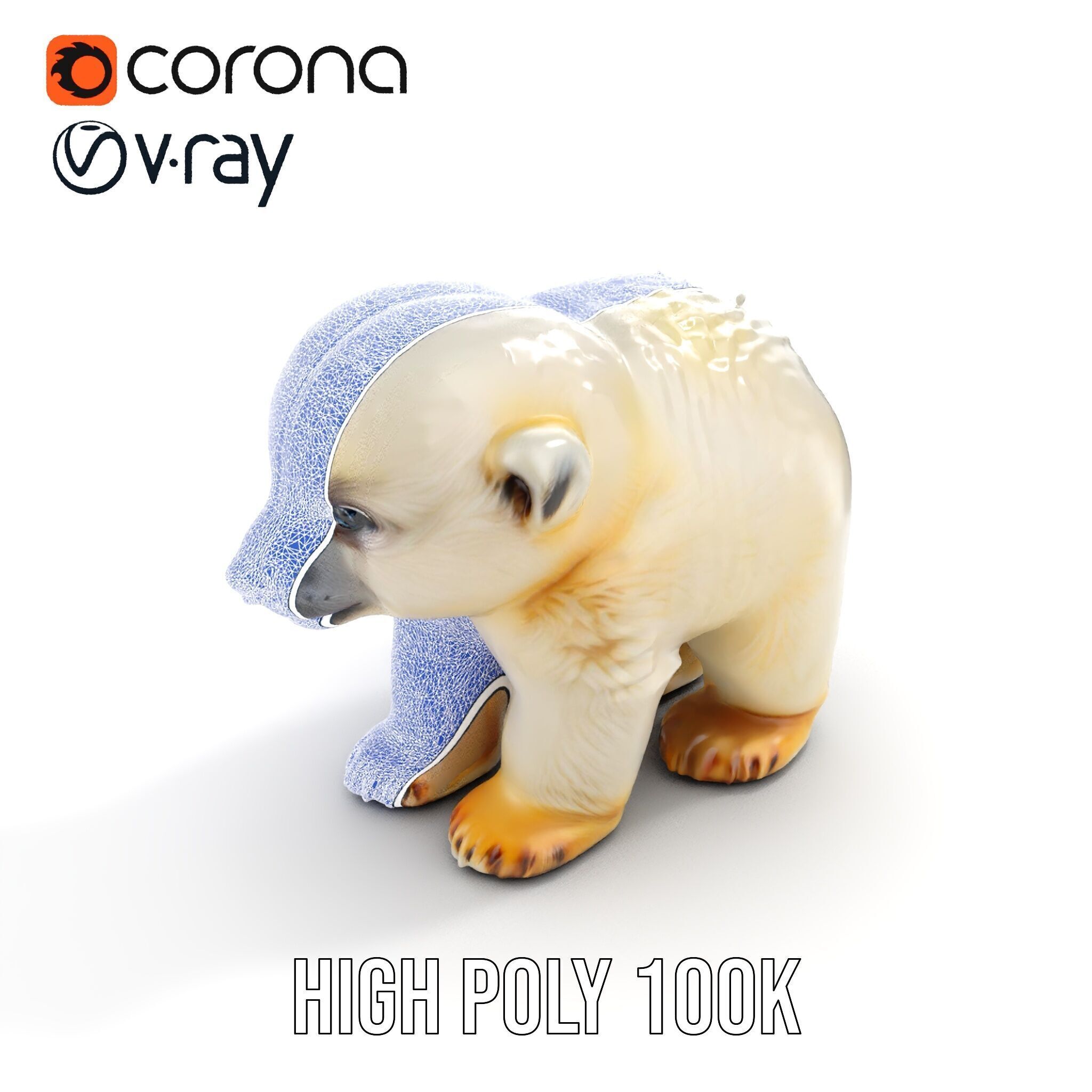 Adorable Polar Bear Cub D Model Pack Low-poly 3D model_13