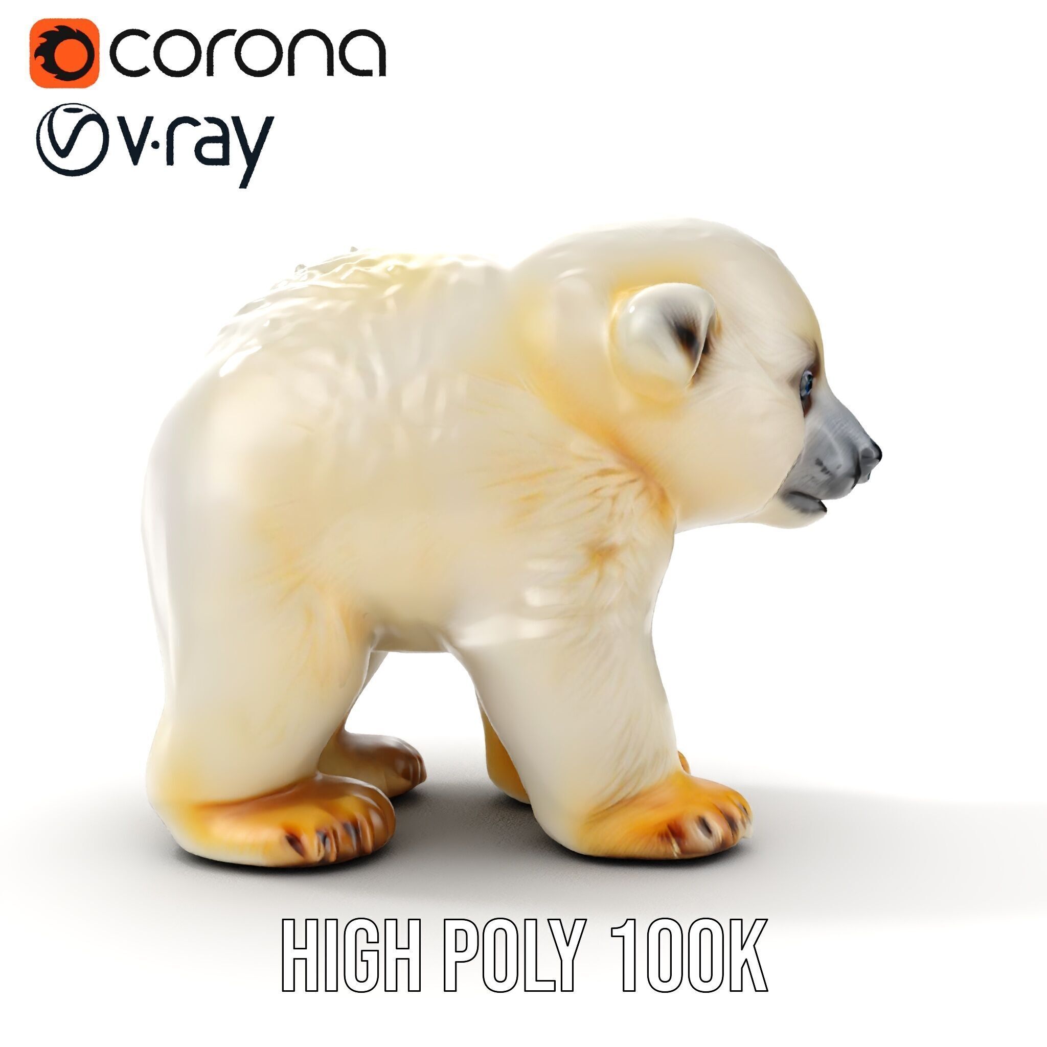 Adorable Polar Bear Cub D Model Pack Low-poly 3D model_31