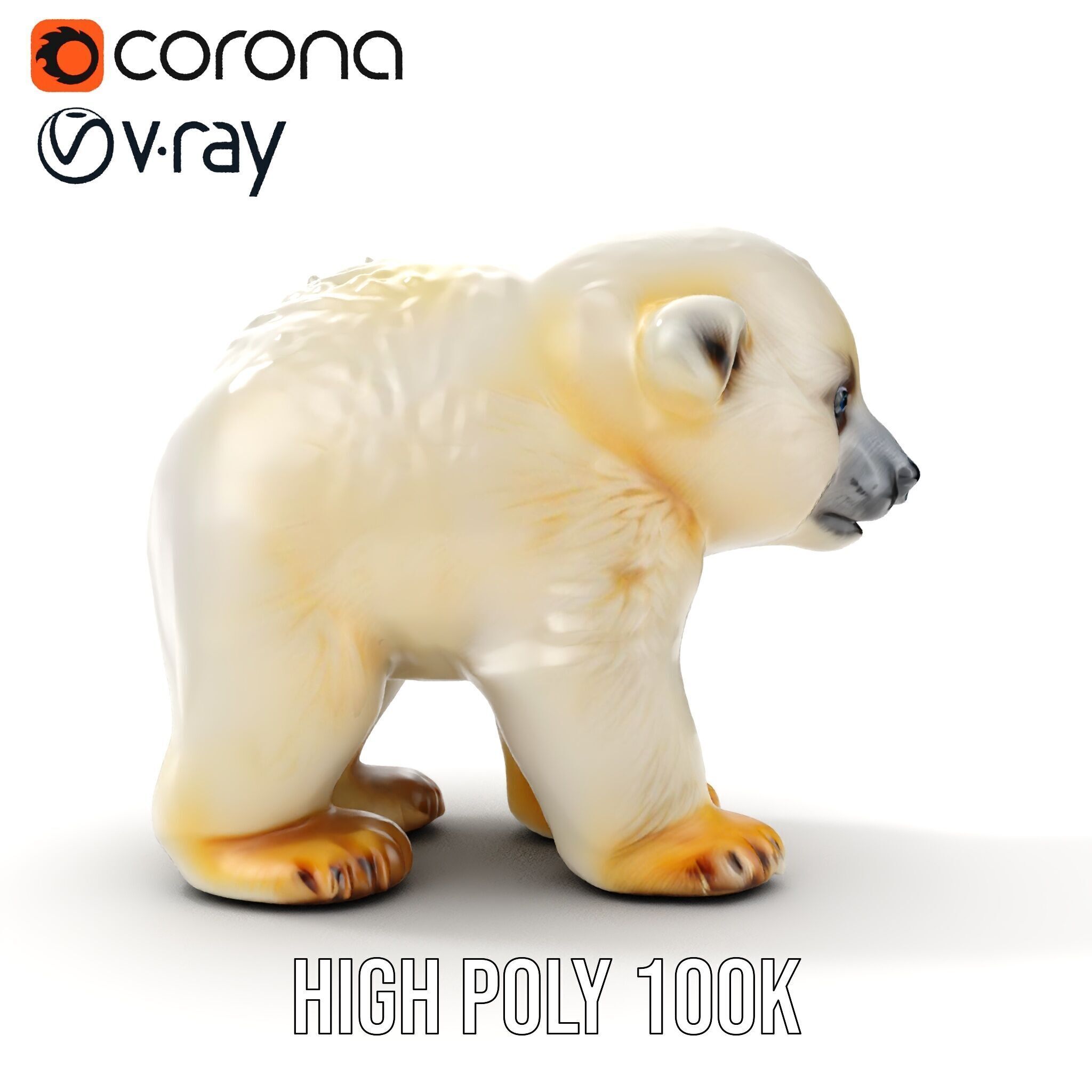 Adorable Polar Bear Cub D Model Pack Low-poly 3D model_17