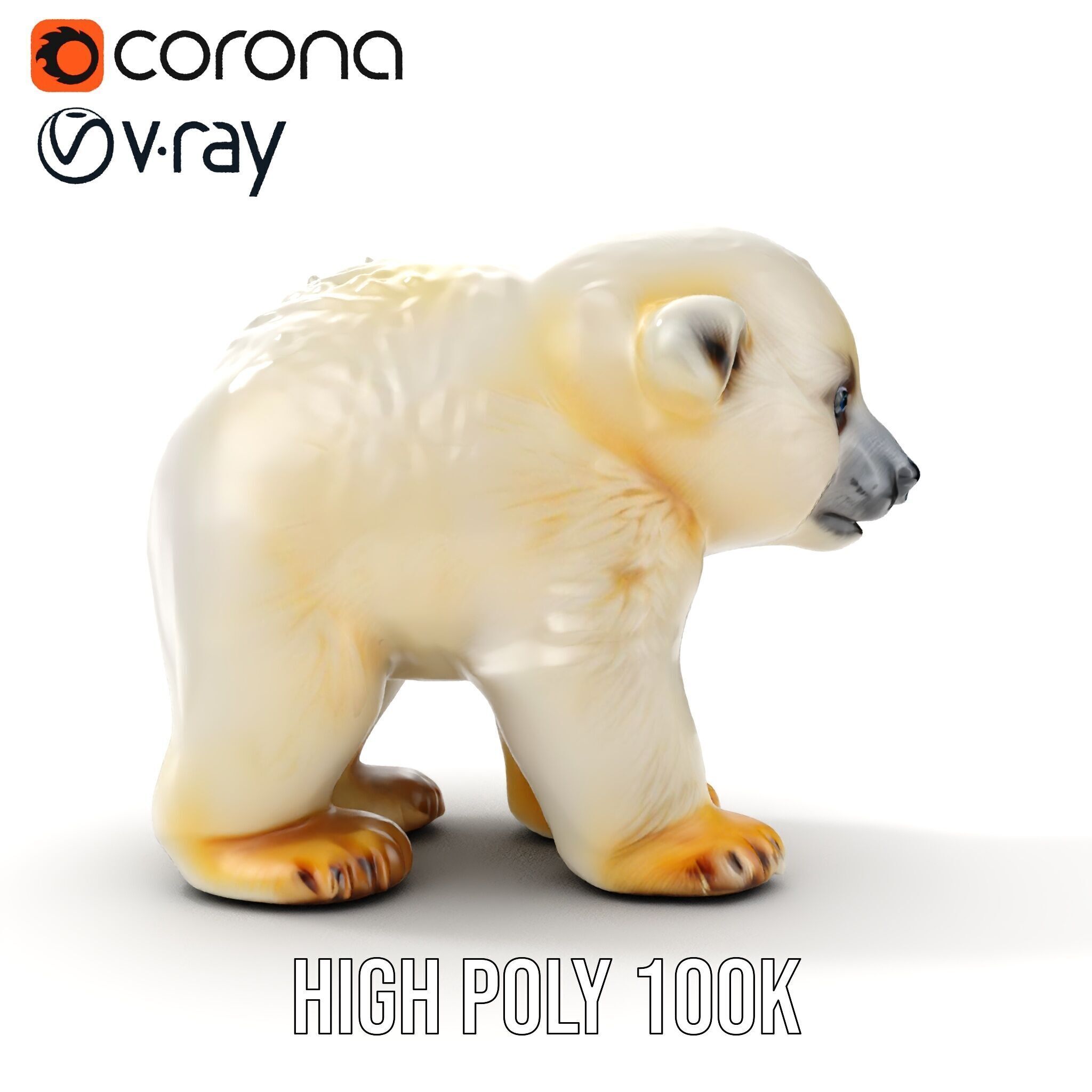 Adorable Polar Bear Cub D Model Pack Low-poly 3D model_7