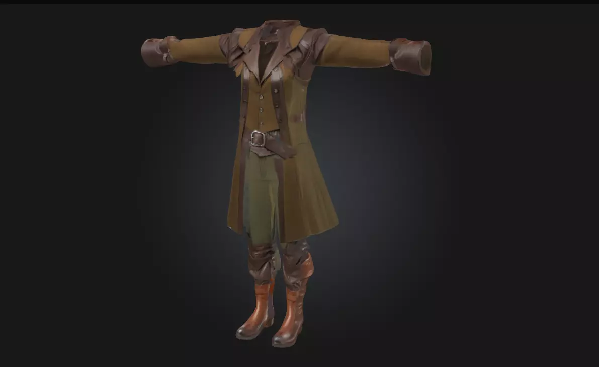 Pirate Outfit Render Stylized Buccaneer Clothing  3D model_0