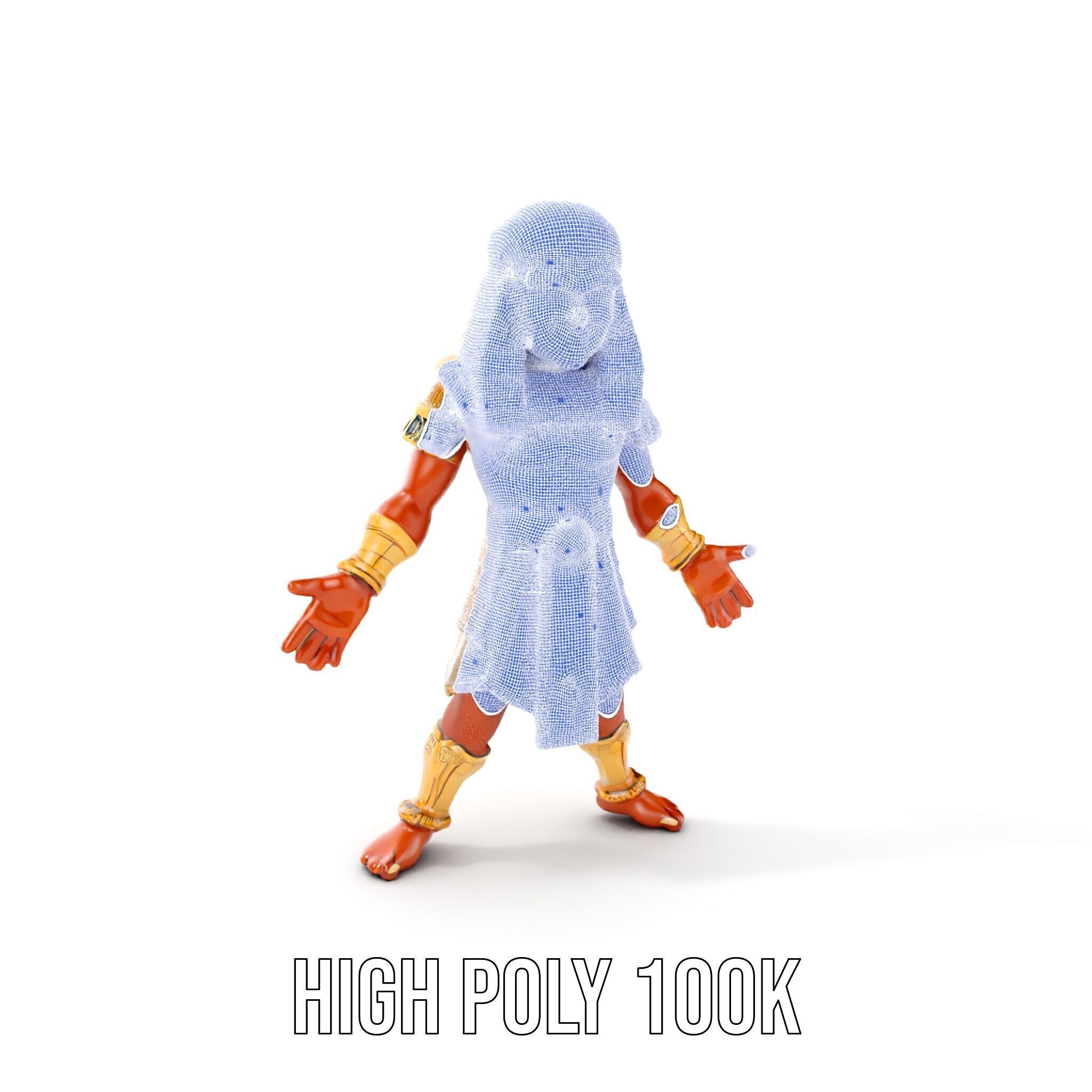 Ancient Egyptian Warrior Character Model Rigged and Animated Low-poly 3D model_4