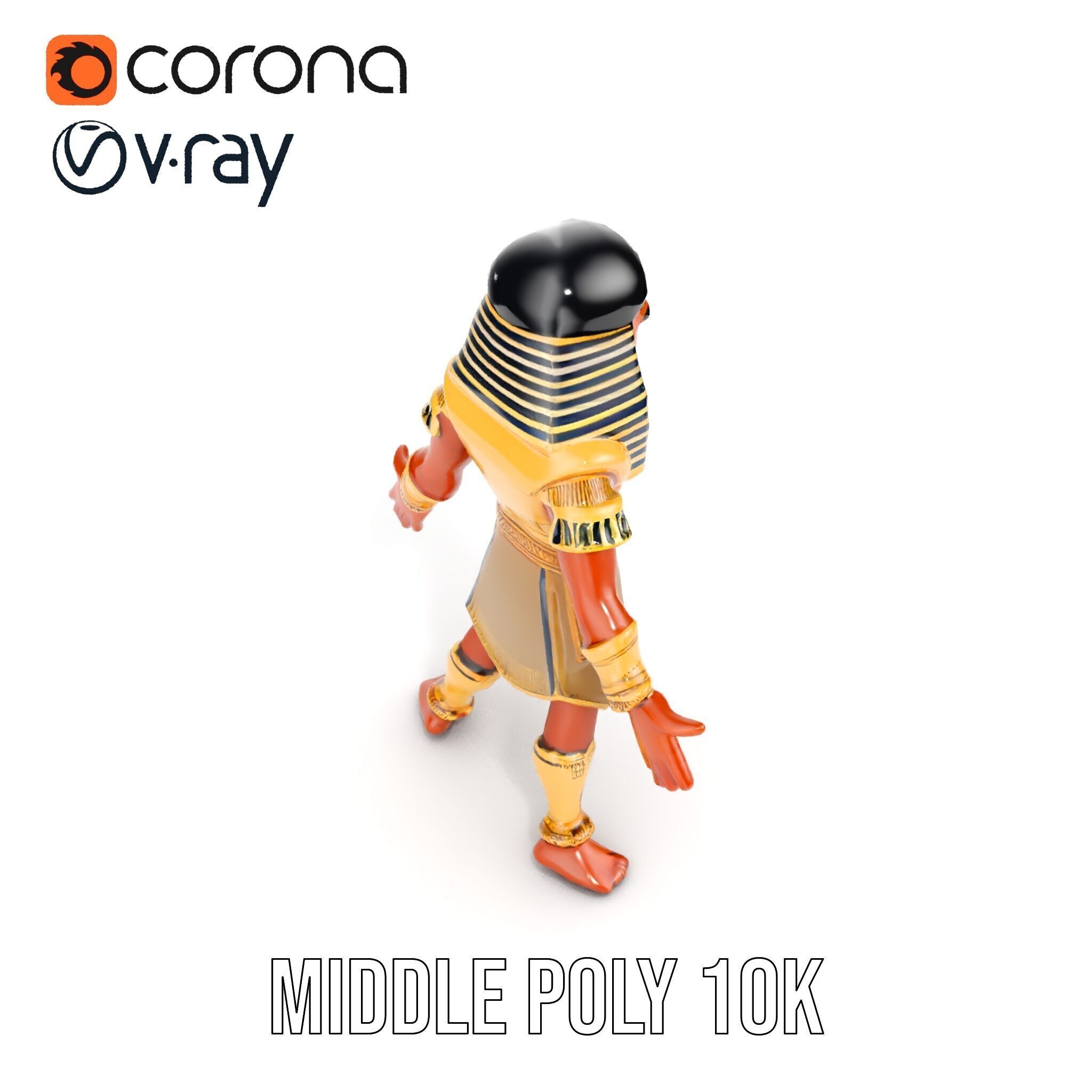 Ancient Egyptian Warrior Character Model Rigged and Animated Low-poly 3D model_27