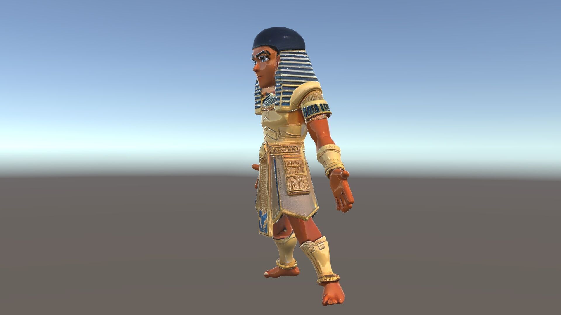 Ancient Egyptian Warrior Character Model Rigged and Animated Low-poly 3D model_38