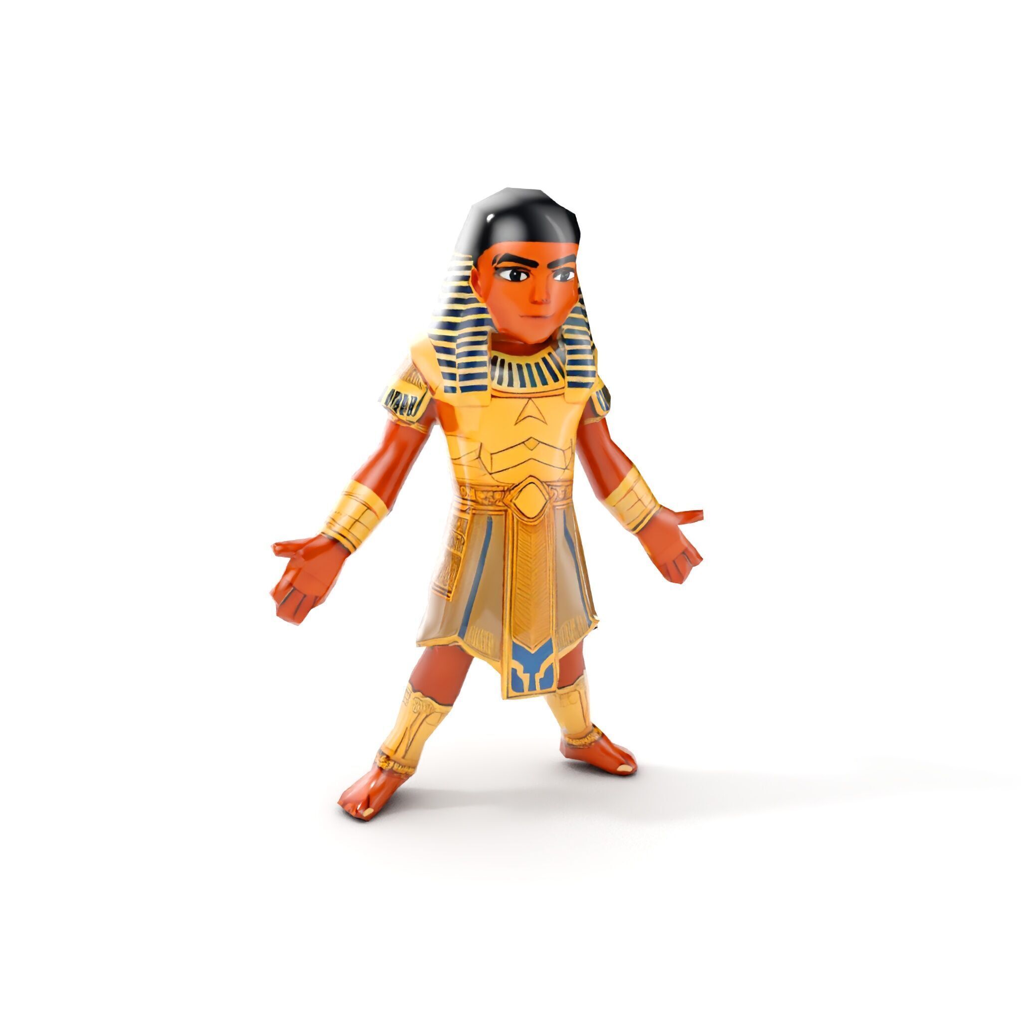 Ancient Egyptian Warrior Character Model Rigged and Animated Low-poly 3D model_13