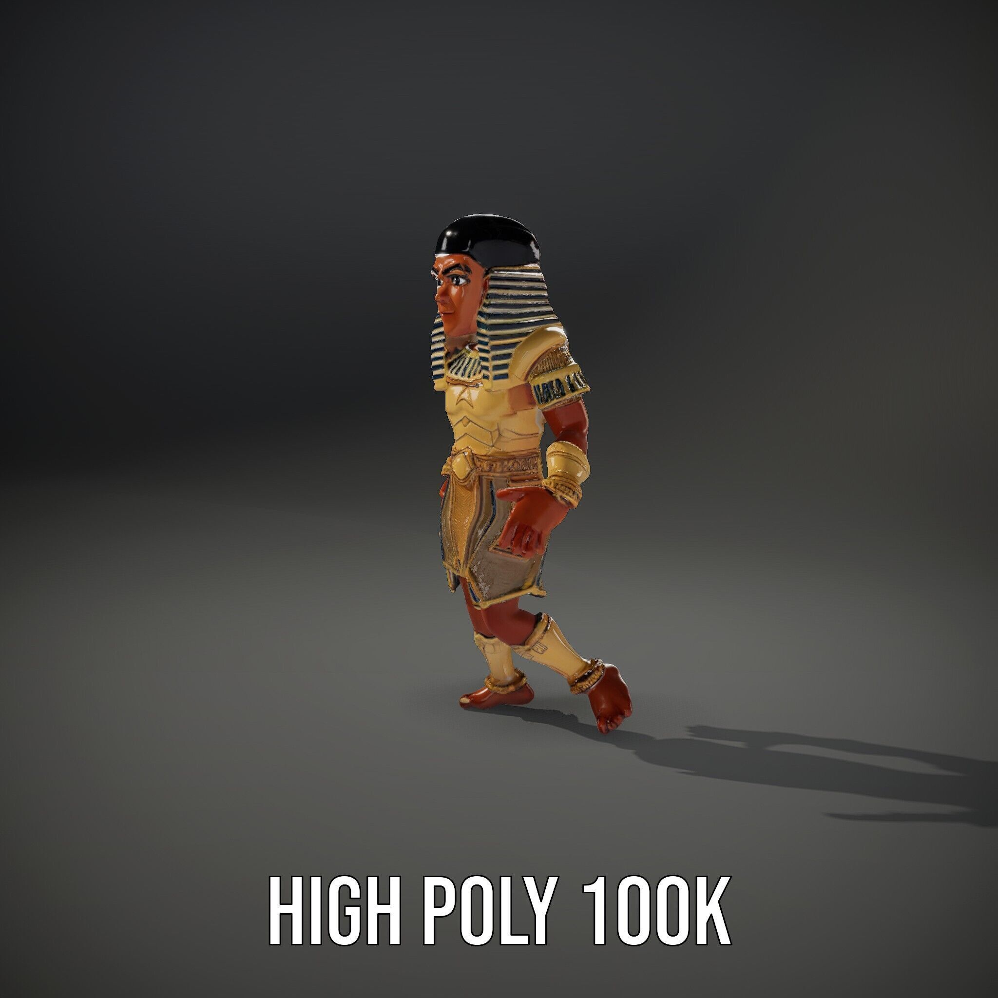 Ancient Egyptian Warrior Character Model Rigged and Animated Low-poly 3D model_14