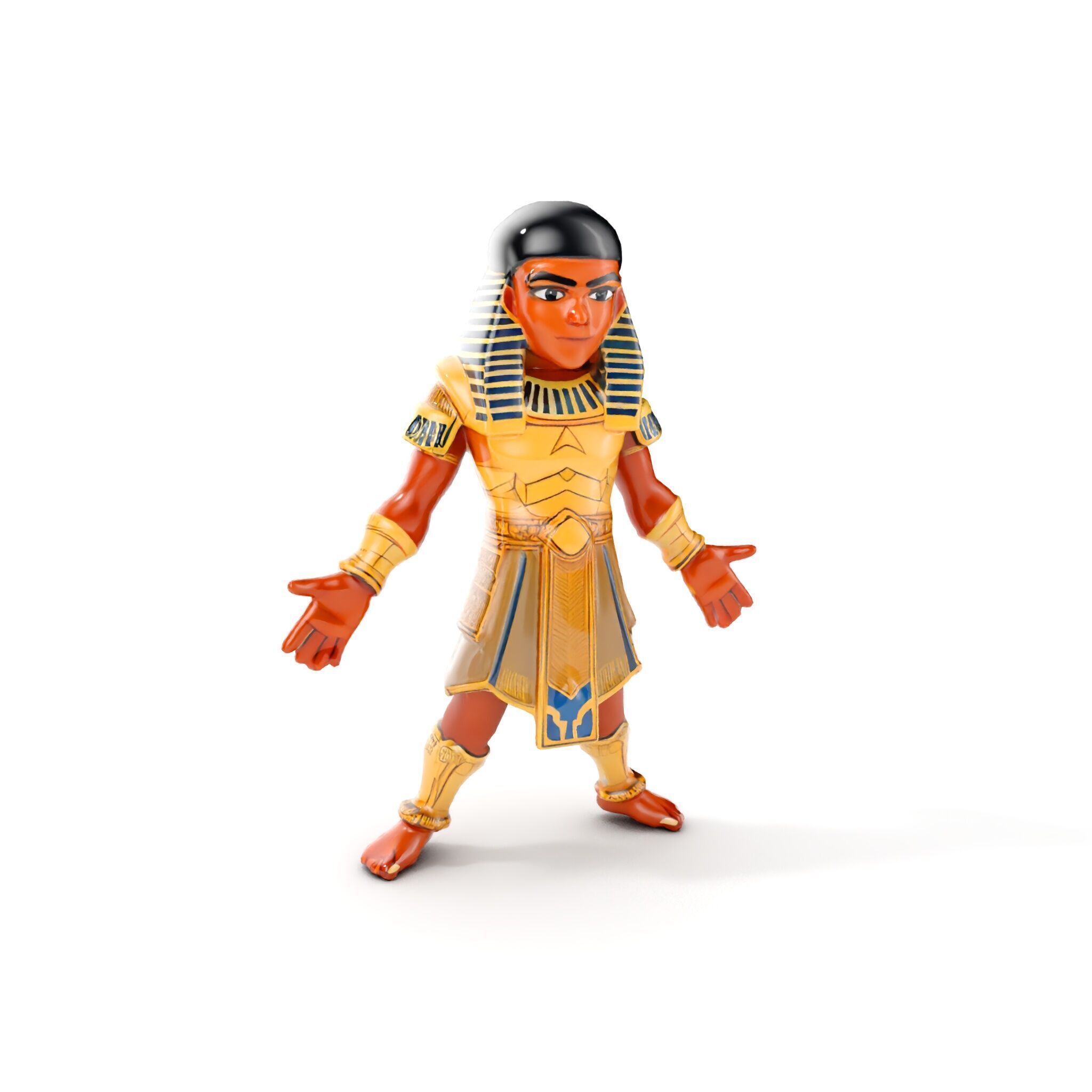 Ancient Egyptian Warrior Character Model Rigged and Animated Low-poly 3D model_12