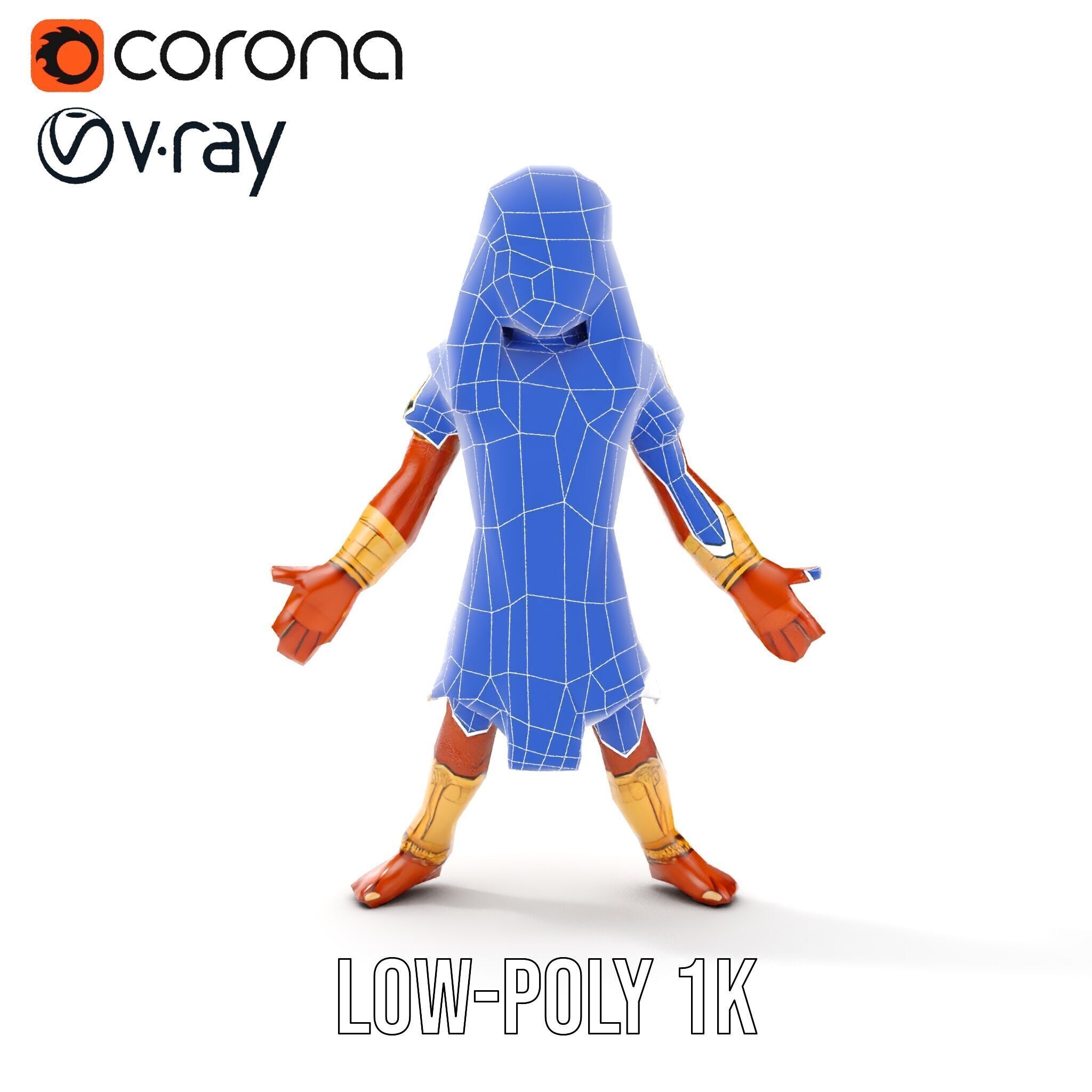 Ancient Egyptian Warrior Character Model Rigged and Animated Low-poly 3D model_23