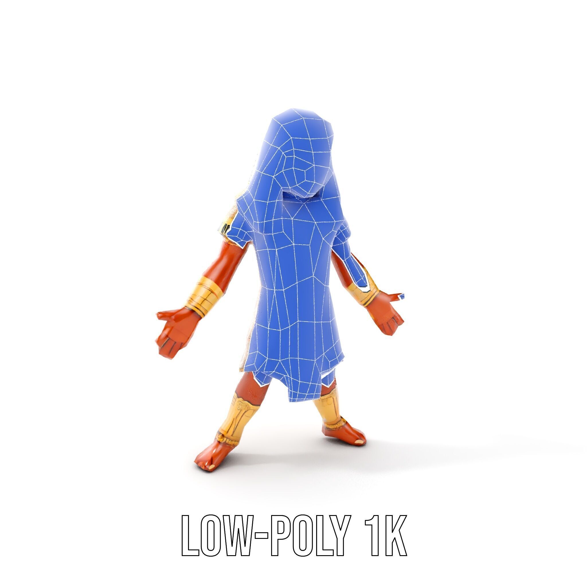 Ancient Egyptian Warrior Character Model Rigged and Animated Low-poly 3D model_18