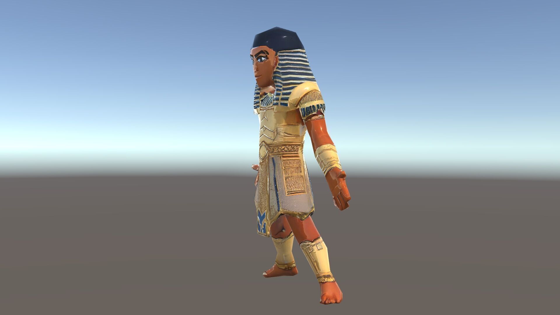 Ancient Egyptian Warrior Character Model Rigged and Animated Low-poly 3D model_34