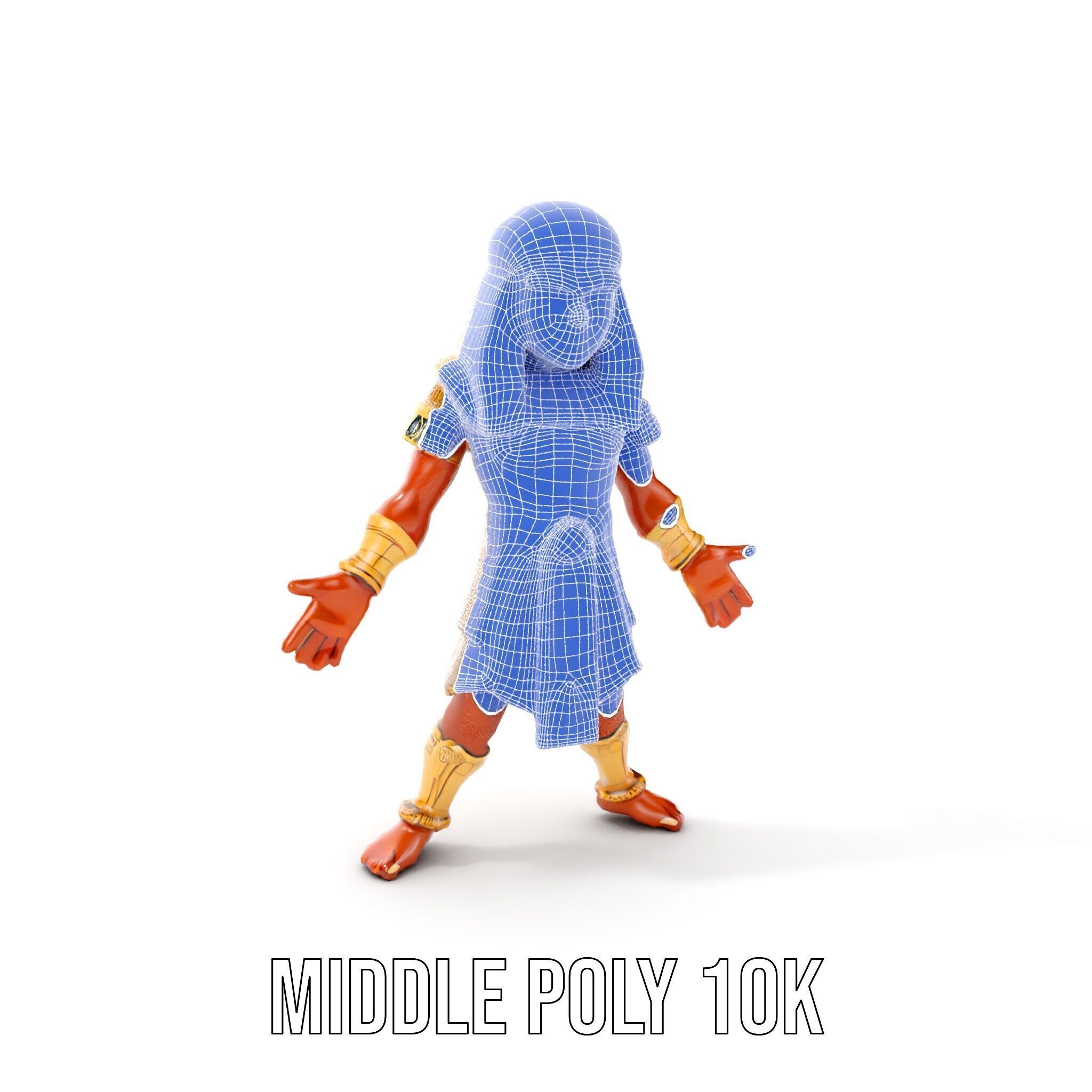 Ancient Egyptian Warrior Character Model Rigged and Animated Low-poly 3D model_17