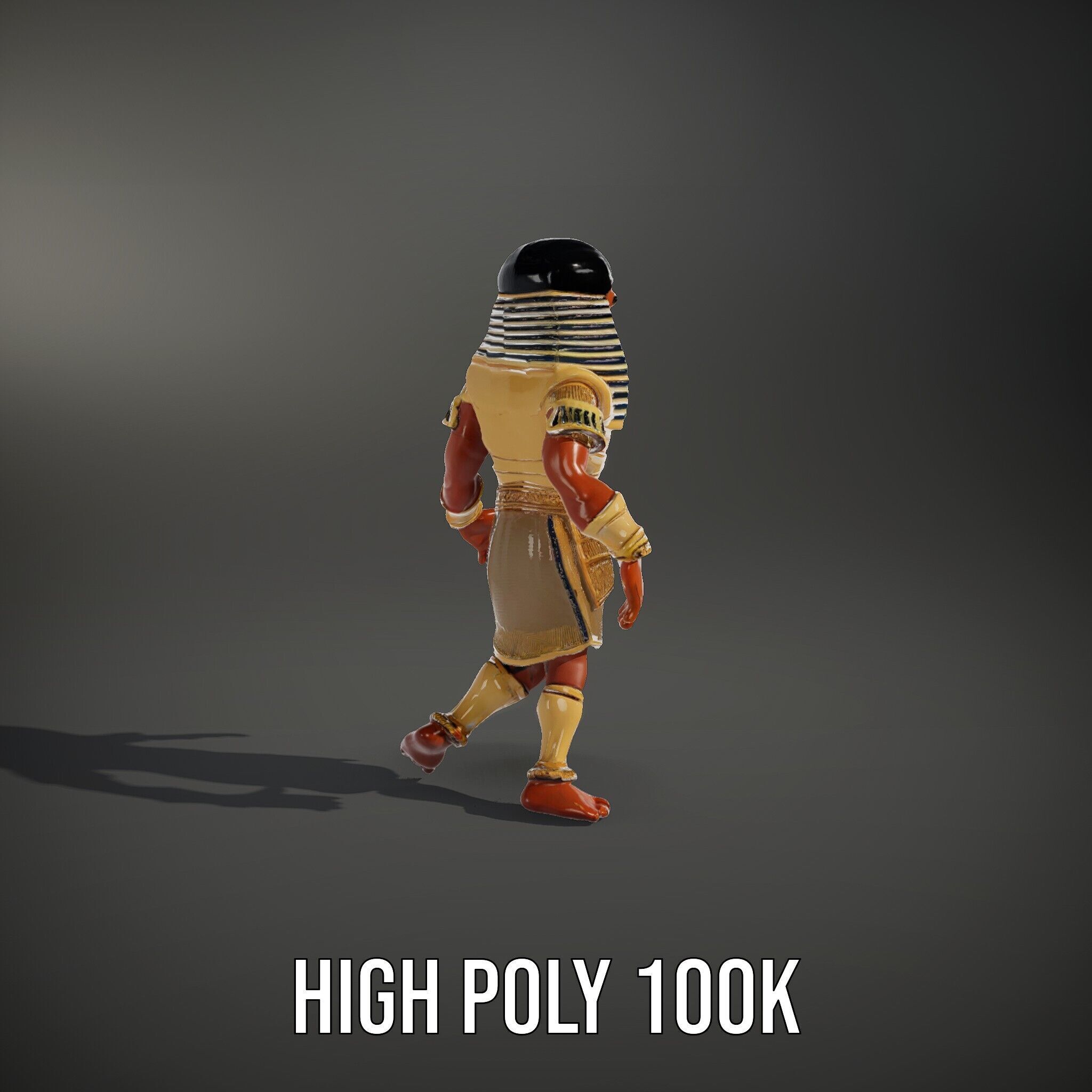 Ancient Egyptian Warrior Character Model Rigged and Animated Low-poly 3D model_11