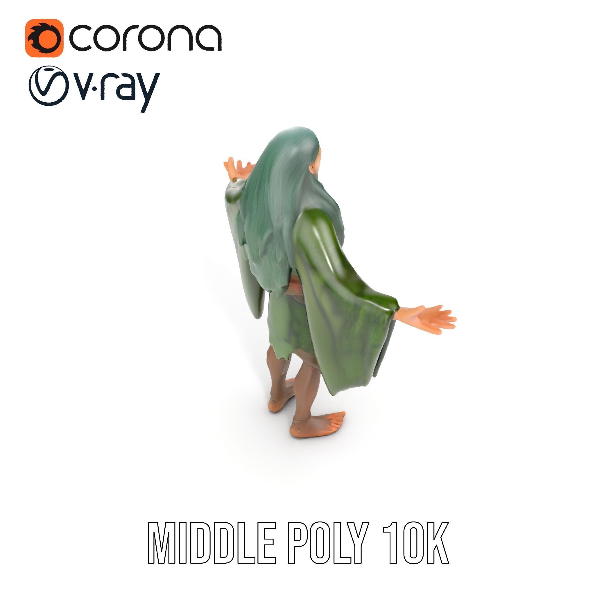 Green Forest Mage Character  Rigged and Animated D Model with... Low-poly 3D model_15