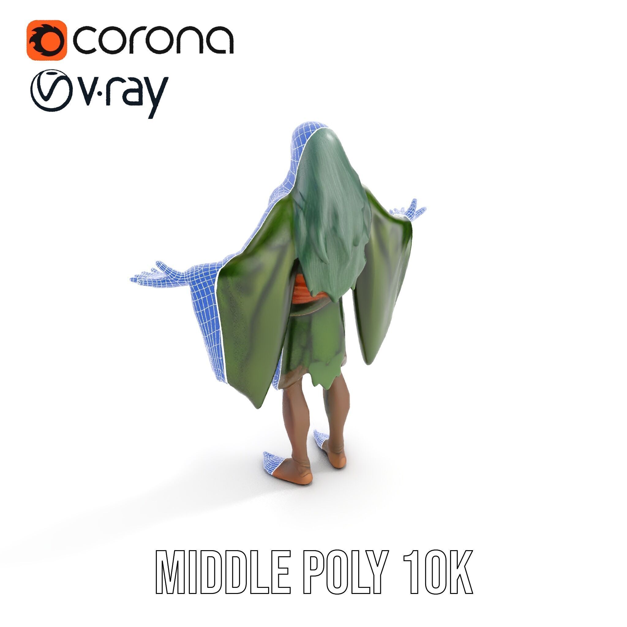 Green Forest Mage Character  Rigged and Animated D Model with... Low-poly 3D model_20