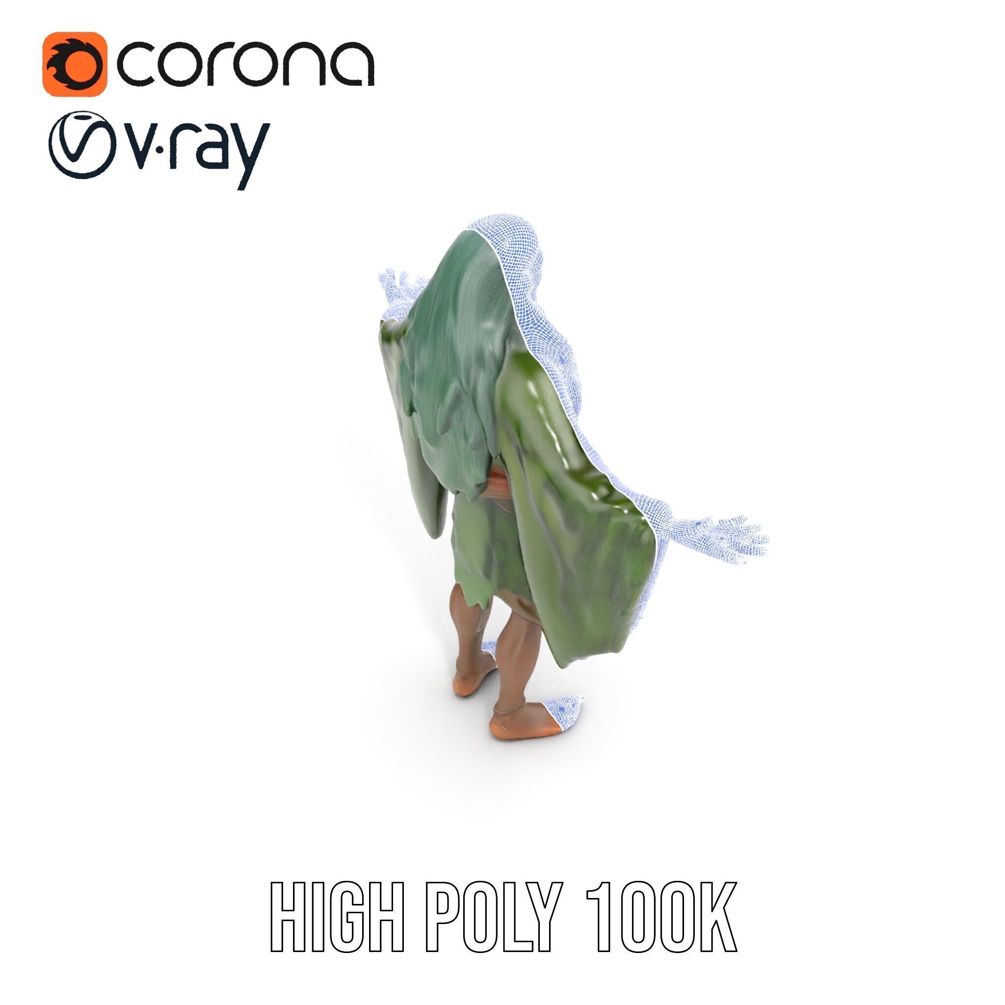 Green Forest Mage Character  Rigged and Animated D Model with... Low-poly 3D model_35