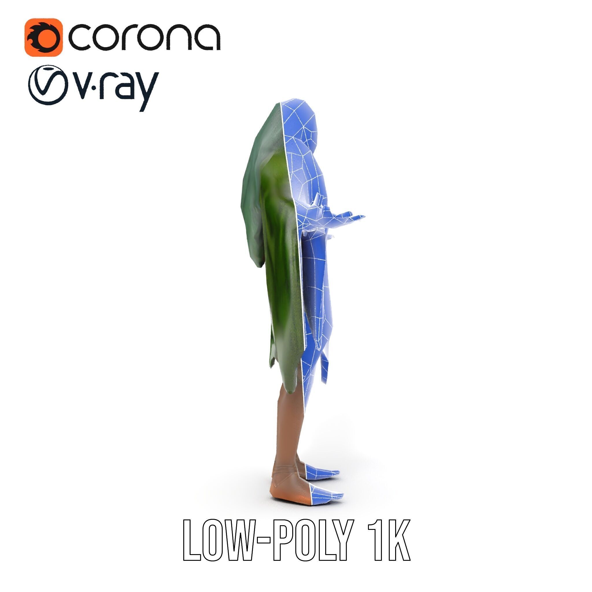 Green Forest Mage Character  Rigged and Animated D Model with... Low-poly 3D model_24