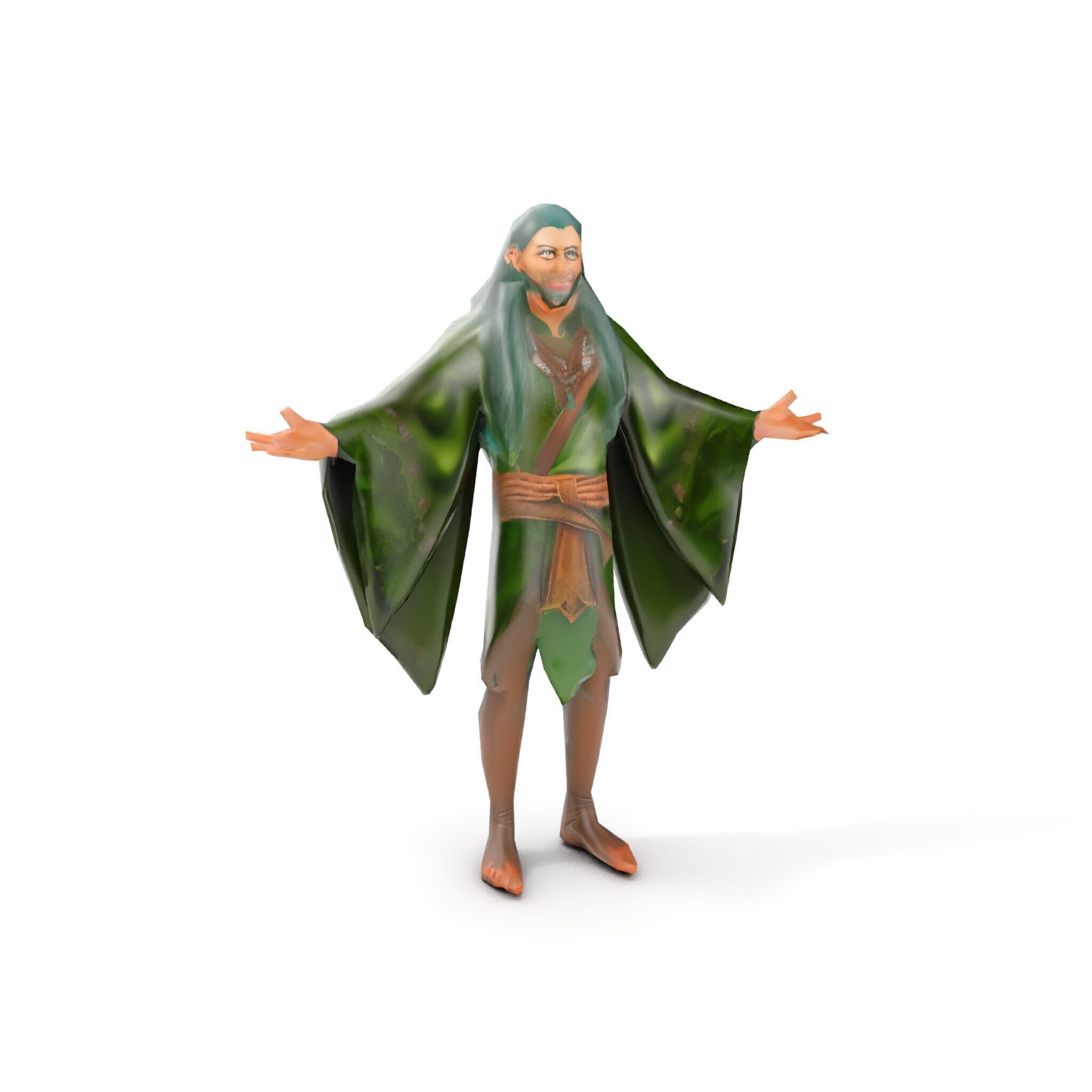 Green Forest Mage Character  Rigged and Animated D Model with... Low-poly 3D model_18