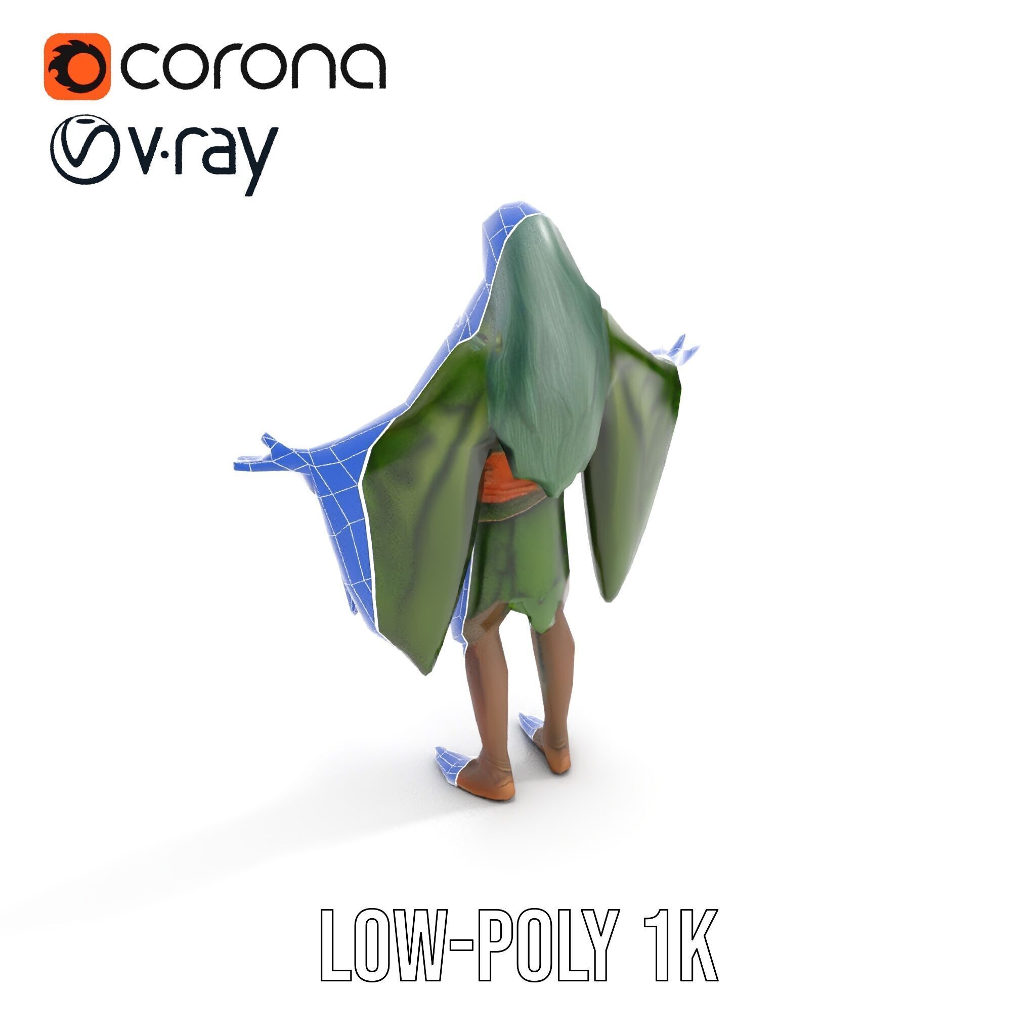 Green Forest Mage Character  Rigged and Animated D Model with... Low-poly 3D model_28