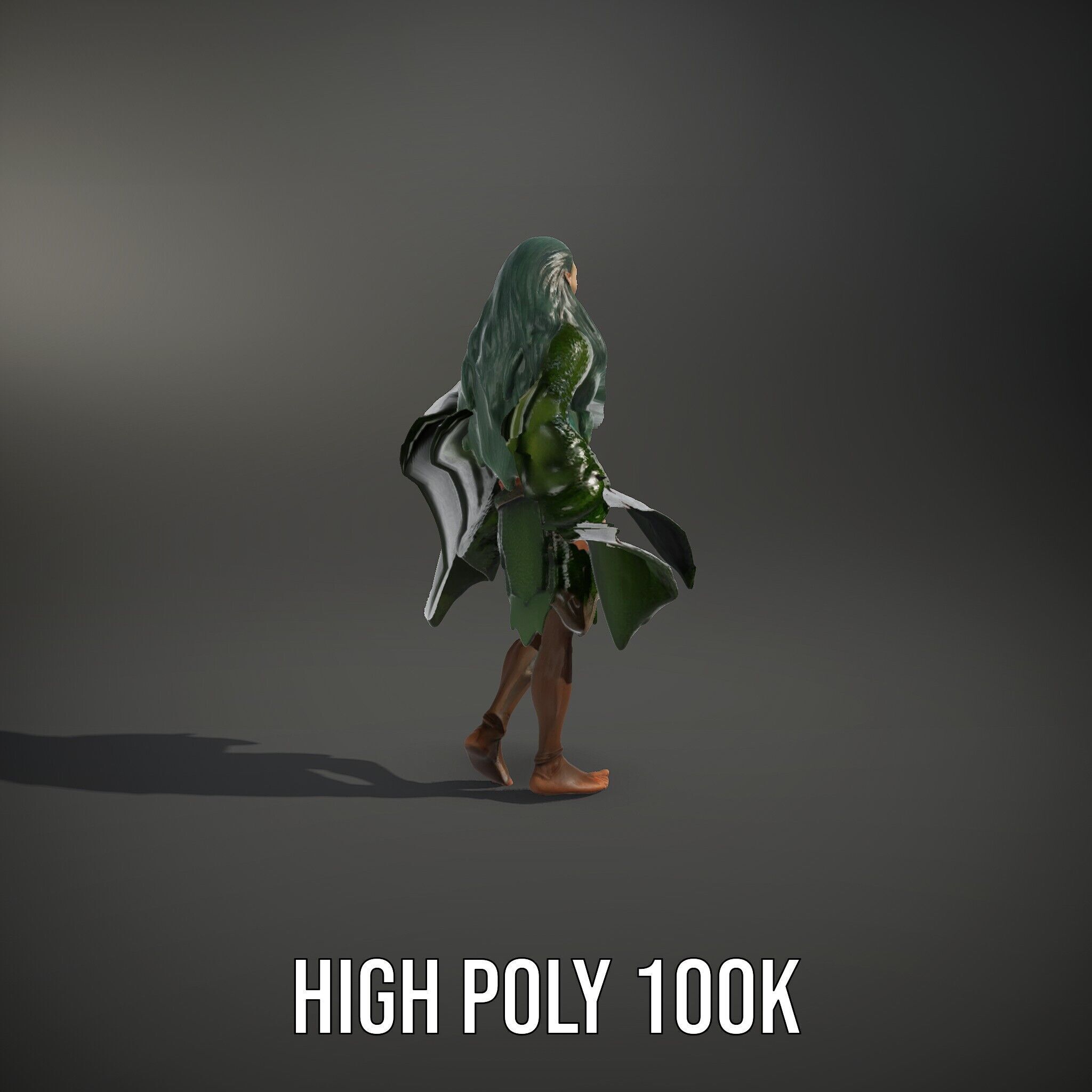 Green Forest Mage Character  Rigged and Animated D Model with... Low-poly 3D model_8