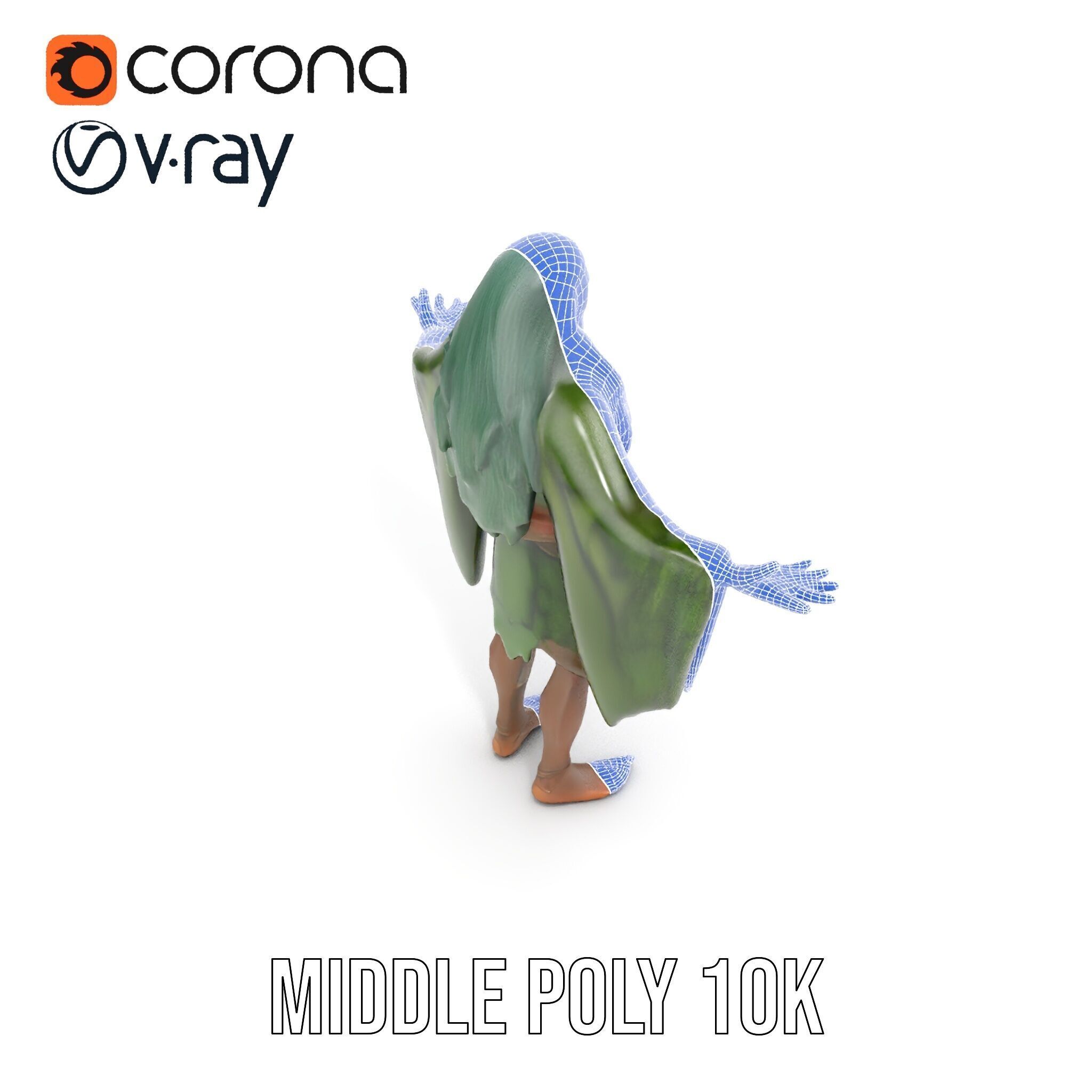 Green Forest Mage Character  Rigged and Animated D Model with... Low-poly 3D model_30