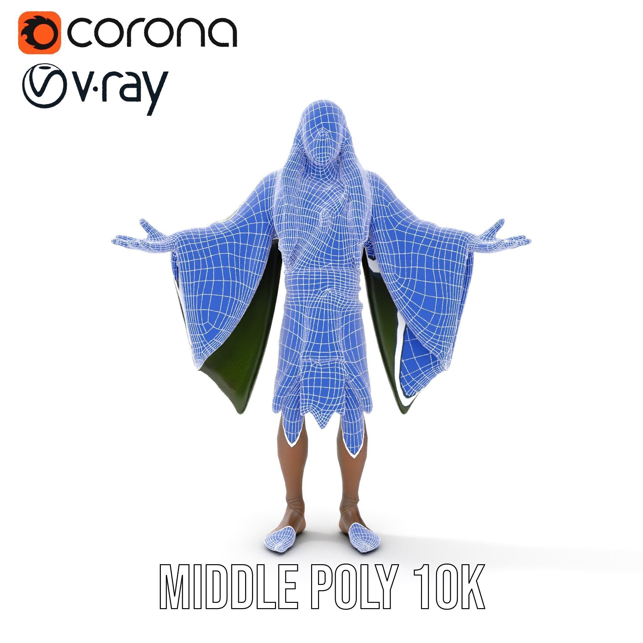 Green Forest Mage Character  Rigged and Animated D Model with... Low-poly 3D model_33