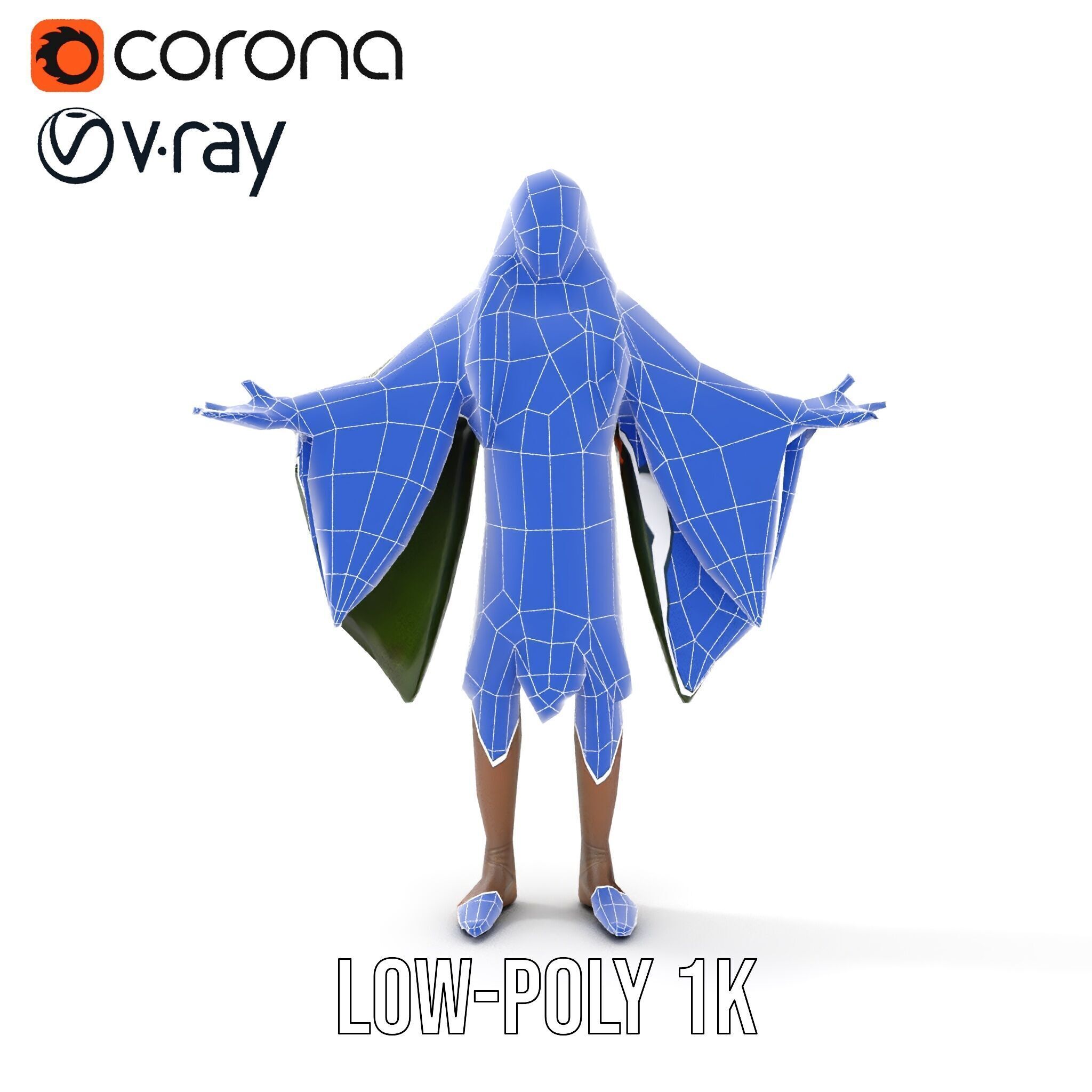 Green Forest Mage Character  Rigged and Animated D Model with... Low-poly 3D model_31