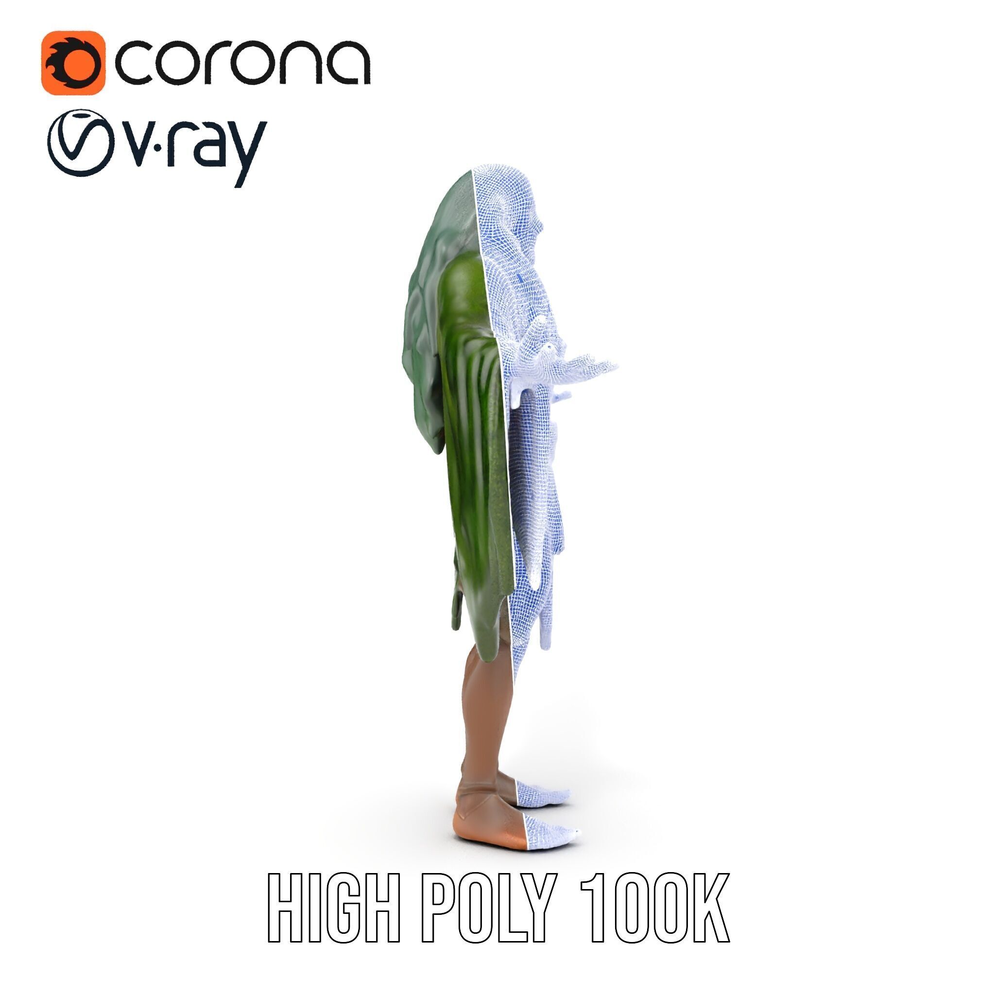 Green Forest Mage Character  Rigged and Animated D Model with... Low-poly 3D model_39