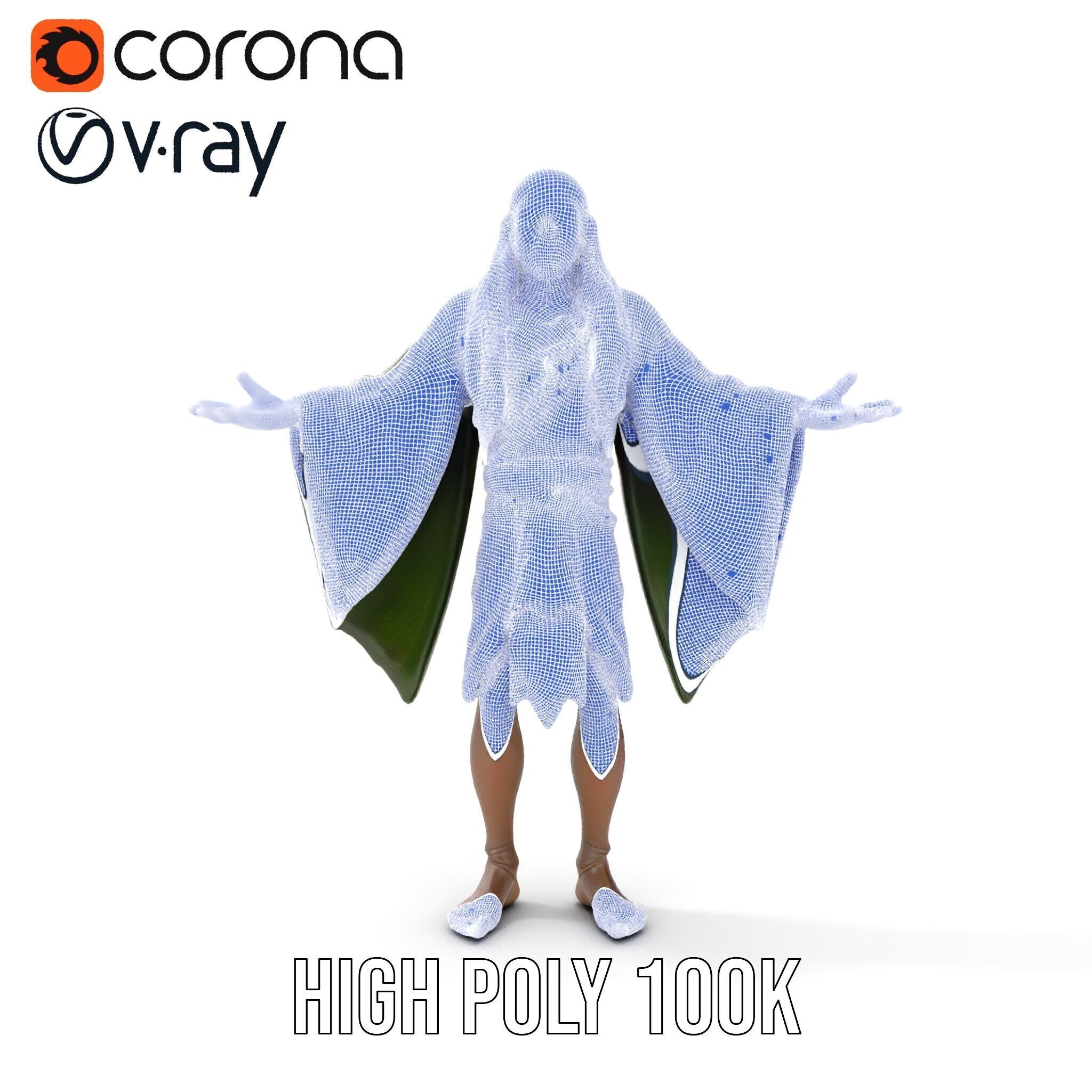 Green Forest Mage Character  Rigged and Animated D Model with... Low-poly 3D model_37