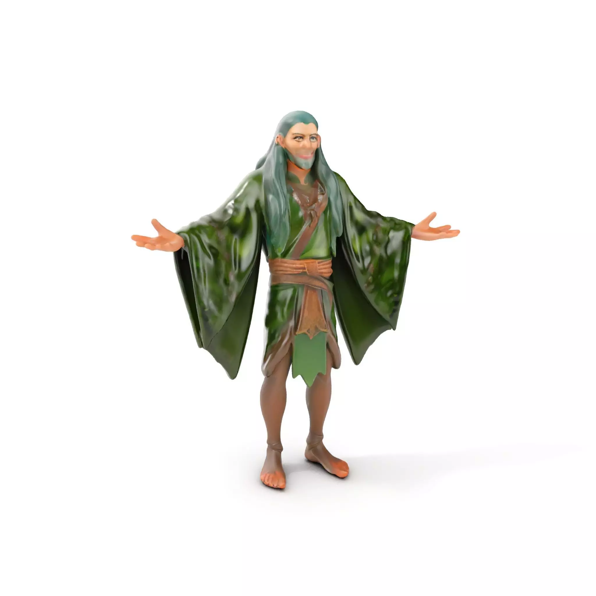 Green Forest Mage Character  Rigged and Animated D Model with... Low-poly 3D model_0