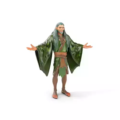 Green Forest Mage Character  Rigged and Animated D Model with... Low-poly 3D model