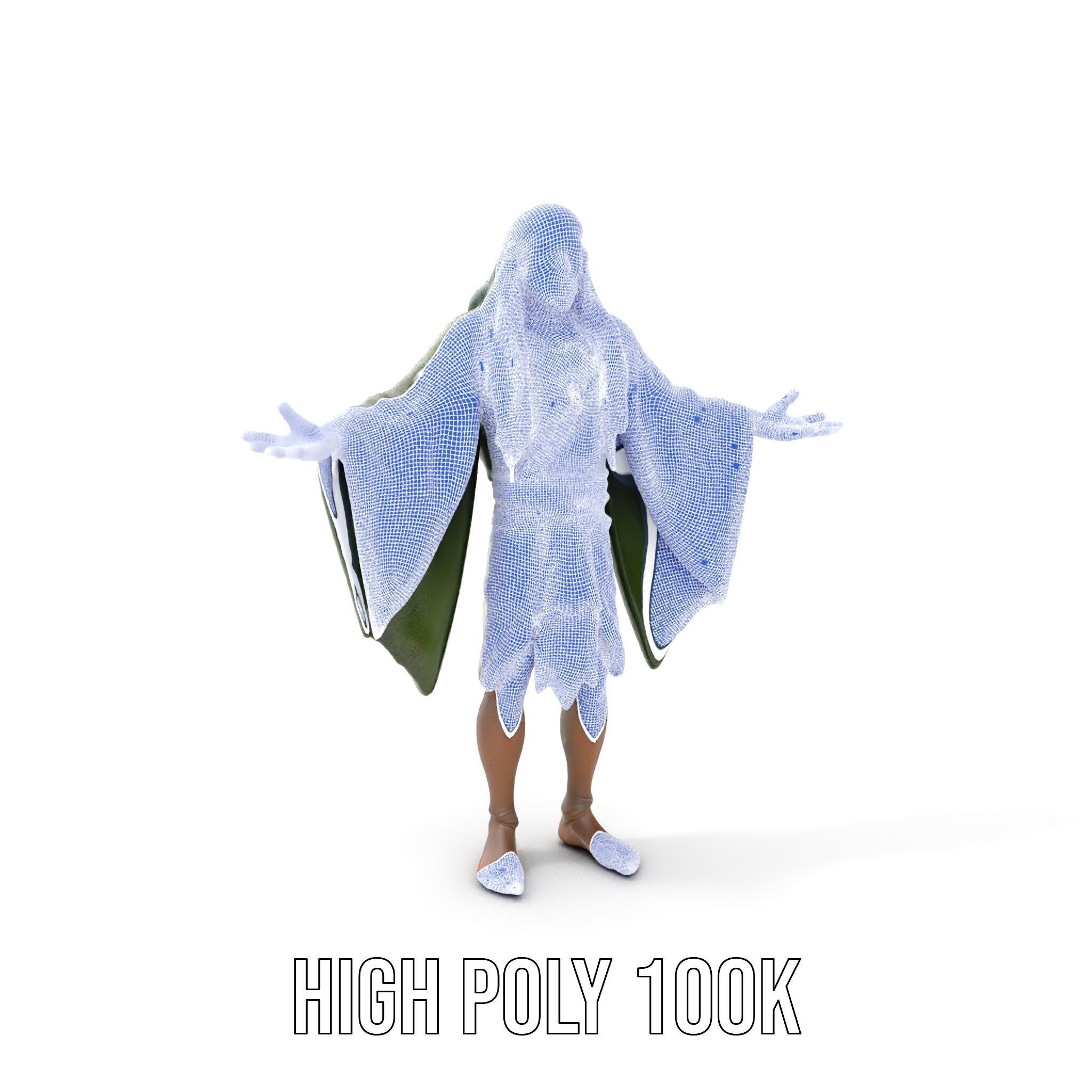Green Forest Mage Character  Rigged and Animated D Model with... Low-poly 3D model_4