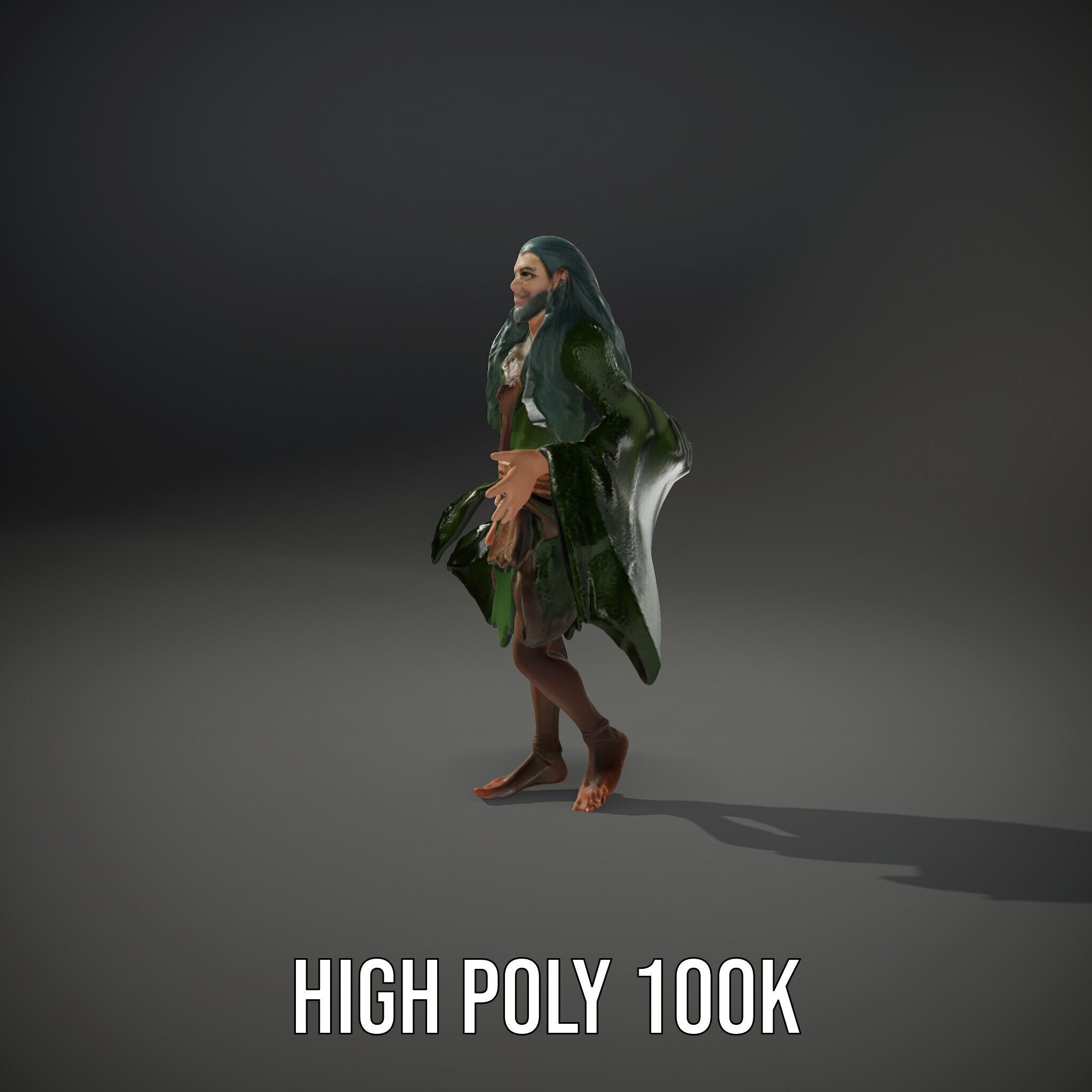 Green Forest Mage Character  Rigged and Animated D Model with... Low-poly 3D model_11