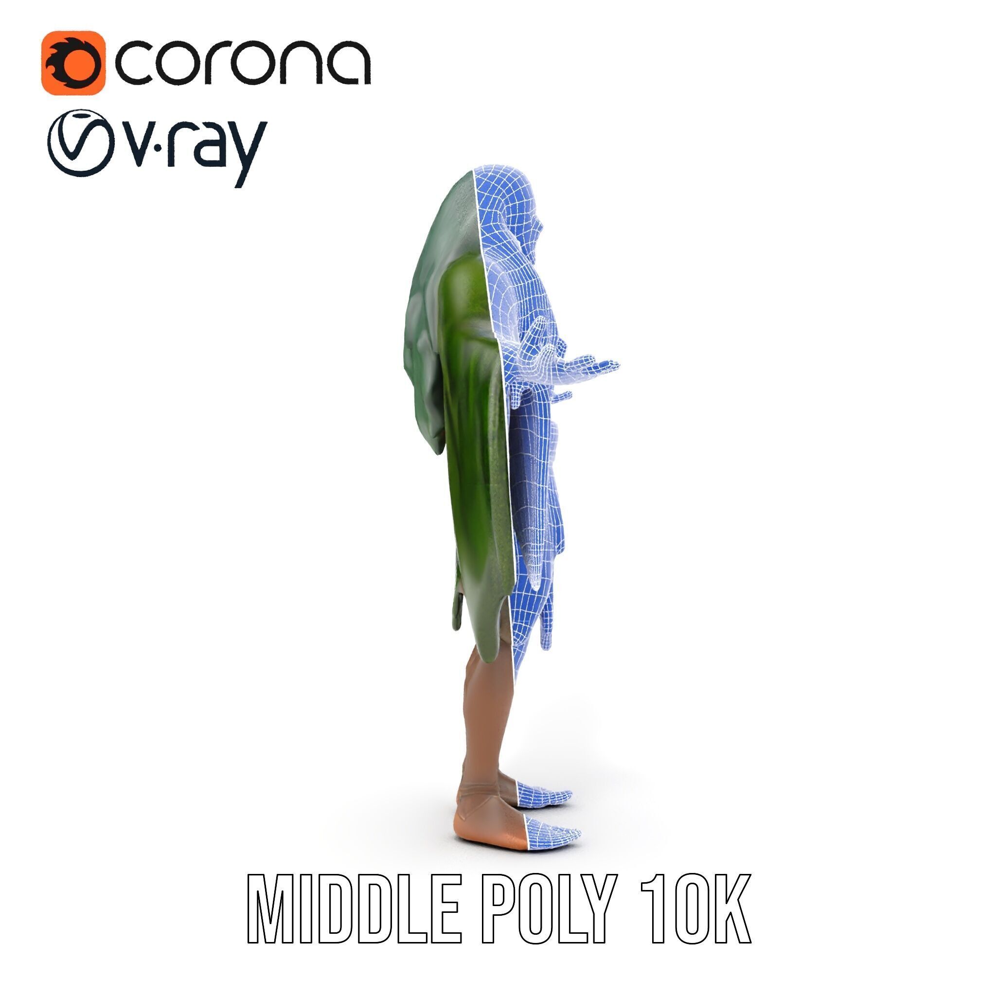 Green Forest Mage Character  Rigged and Animated D Model with... Low-poly 3D model_36