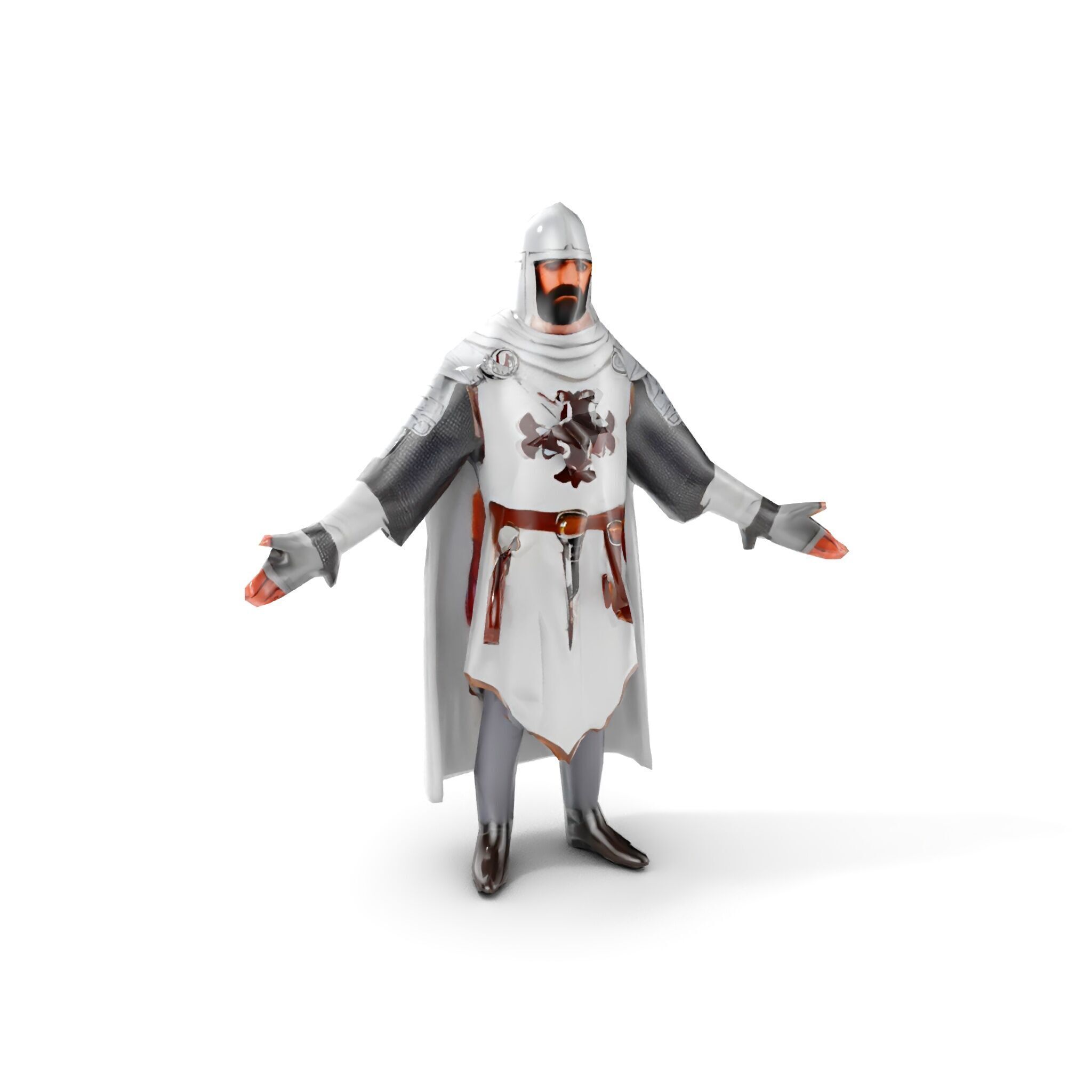 Medieval Knight Character Model Rigged and Animated Low-poly 3D model_8