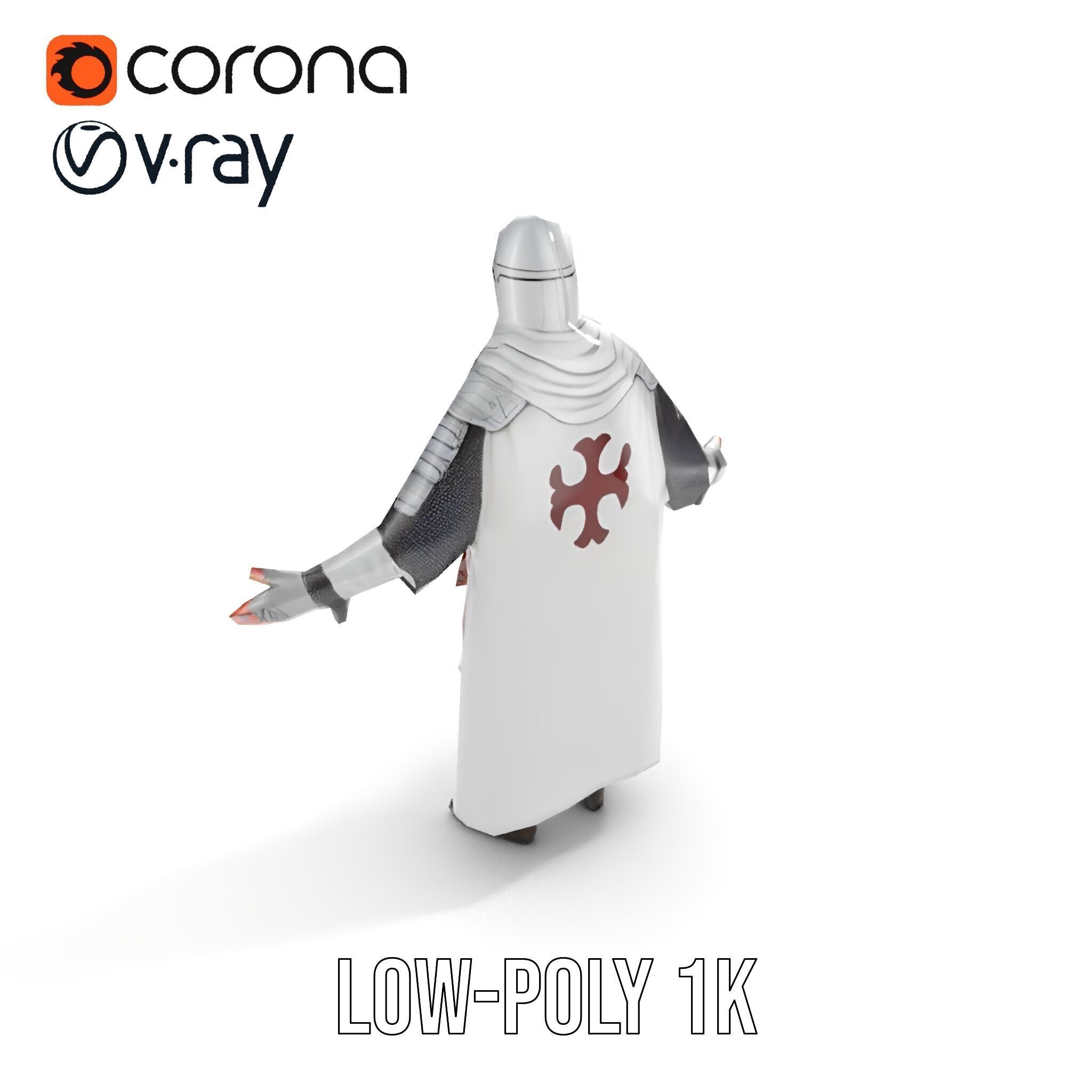 Medieval Knight Character Model Rigged and Animated Low-poly 3D model_17