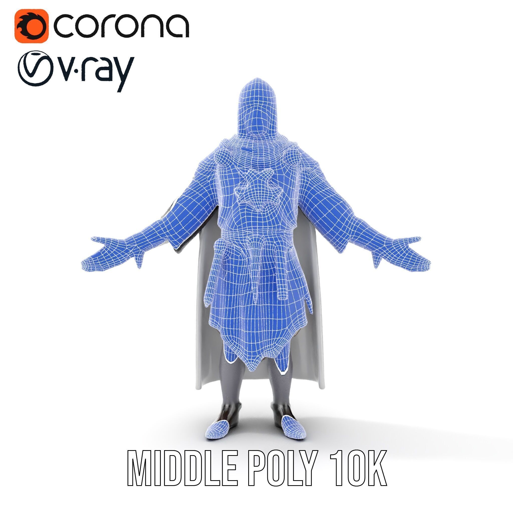 Medieval Knight Character Model Rigged and Animated Low-poly 3D model_29