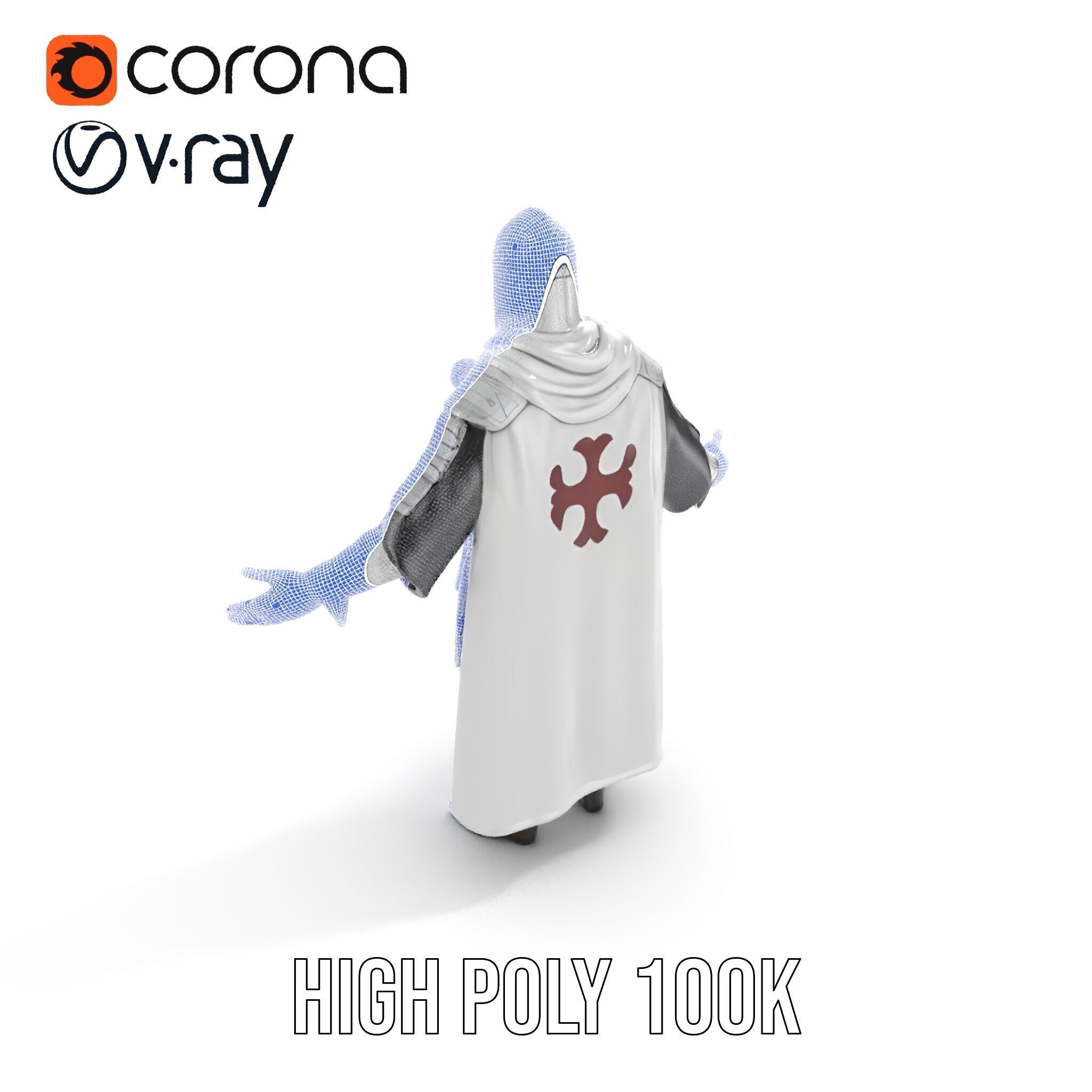 Medieval Knight Character Model Rigged and Animated Low-poly 3D model_38