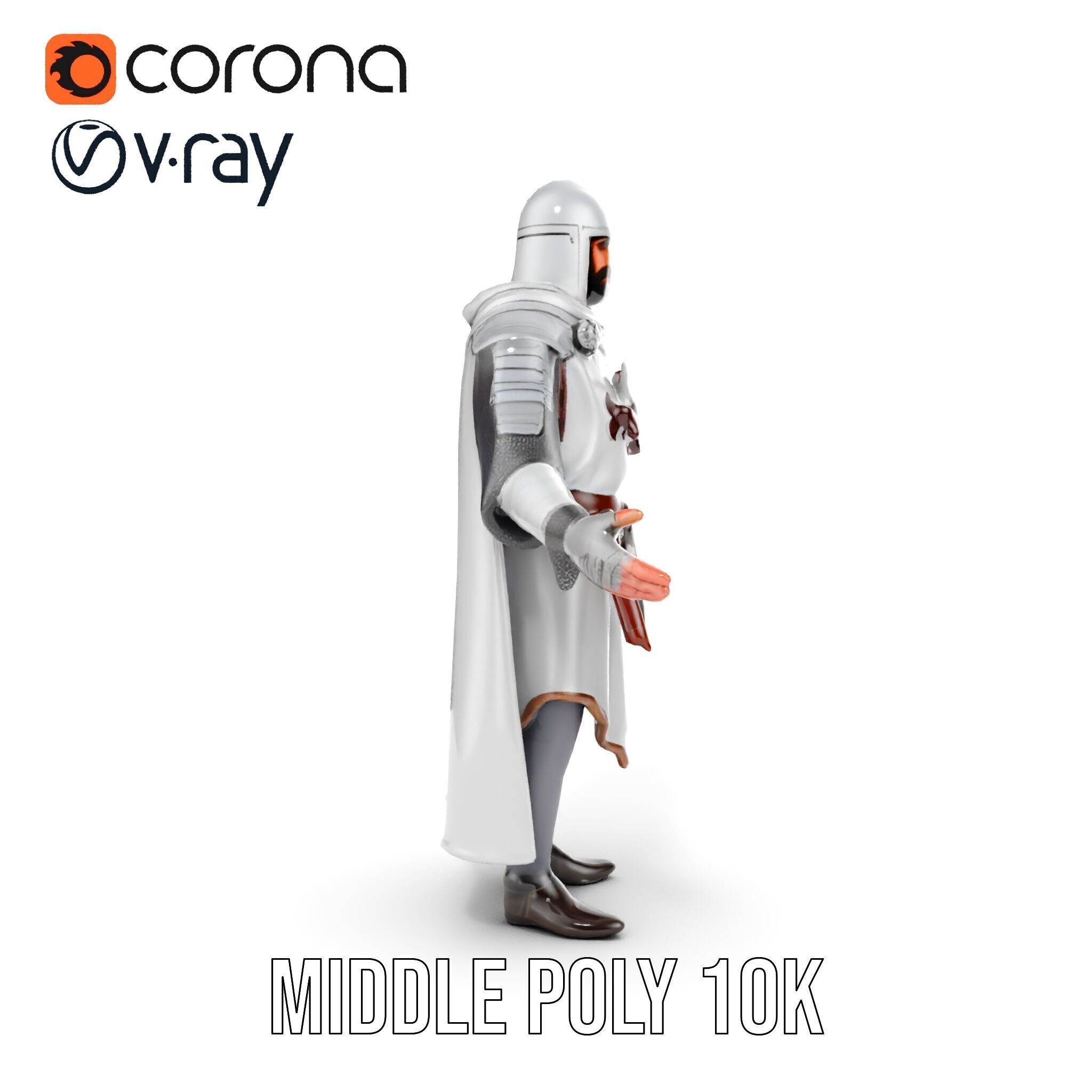 Medieval Knight Character Model Rigged and Animated Low-poly 3D model_23